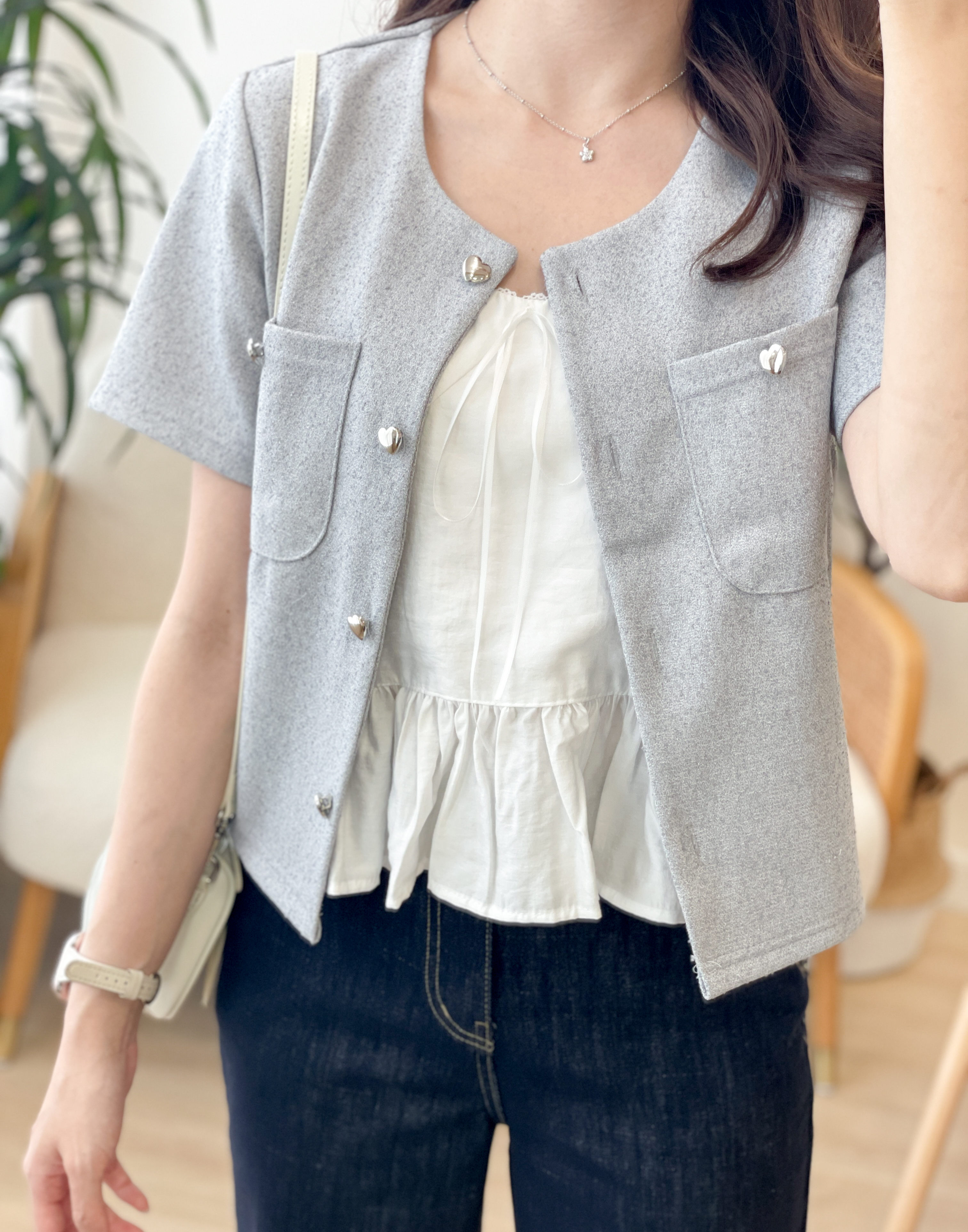 JK287 Heart Short Sleeves Jacket