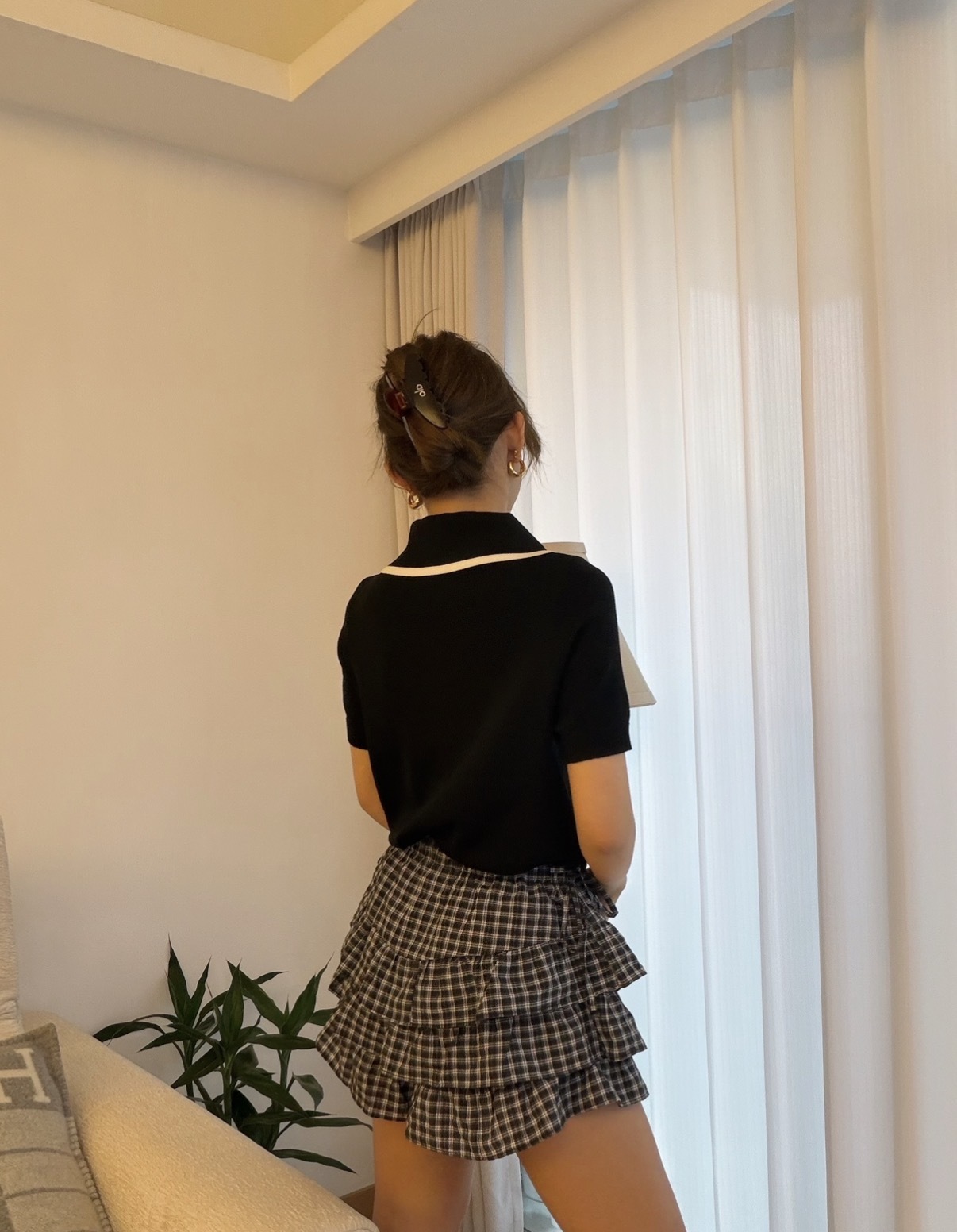 KR2608-3 - 大反領針織上衣