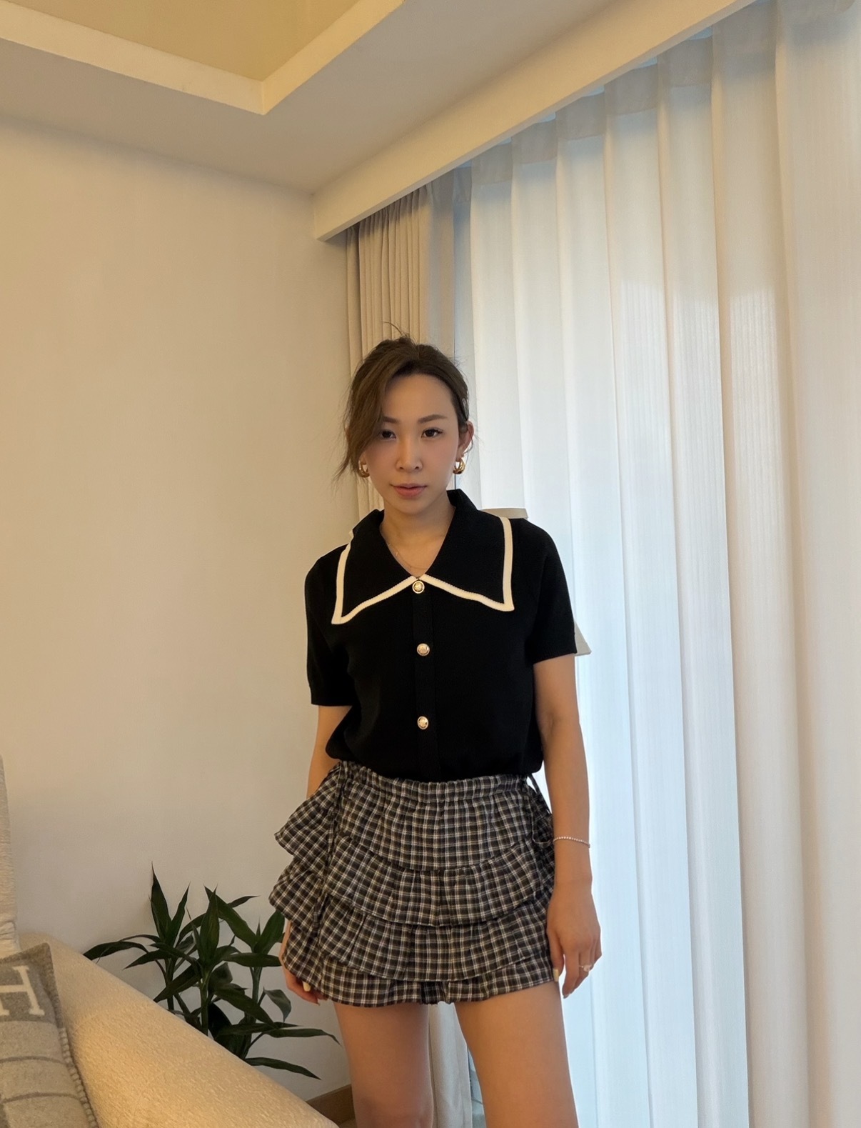 KR2608-3 - 大反領針織上衣