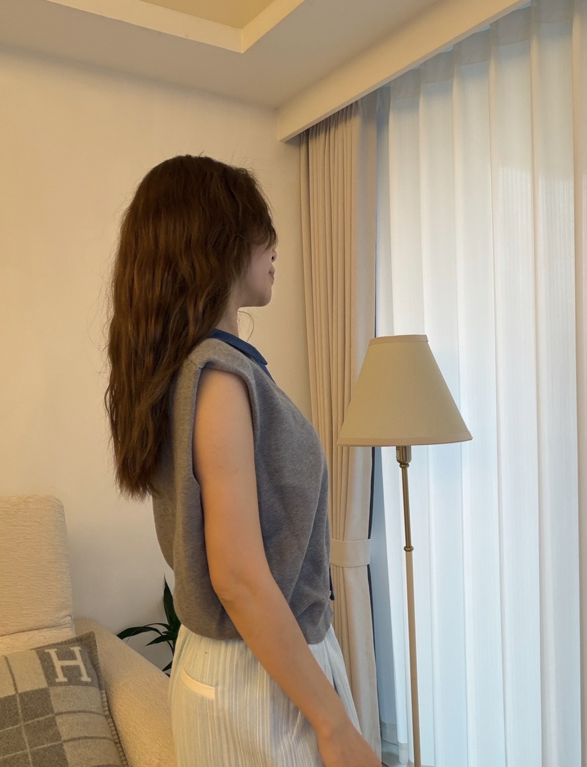 KR2609-3 - 針織x牛仔領上衣