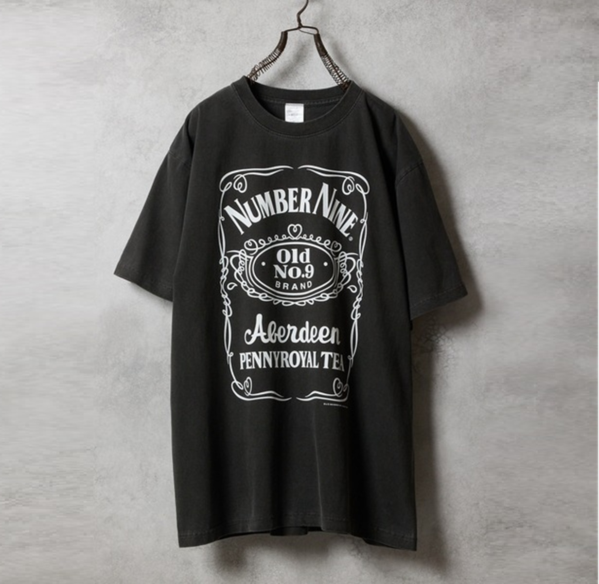 NUMBER NINE VINTAGE DYE OLD NO.9 T-SHIRT - BLACK PRE ORDER ITEM (預訂中)