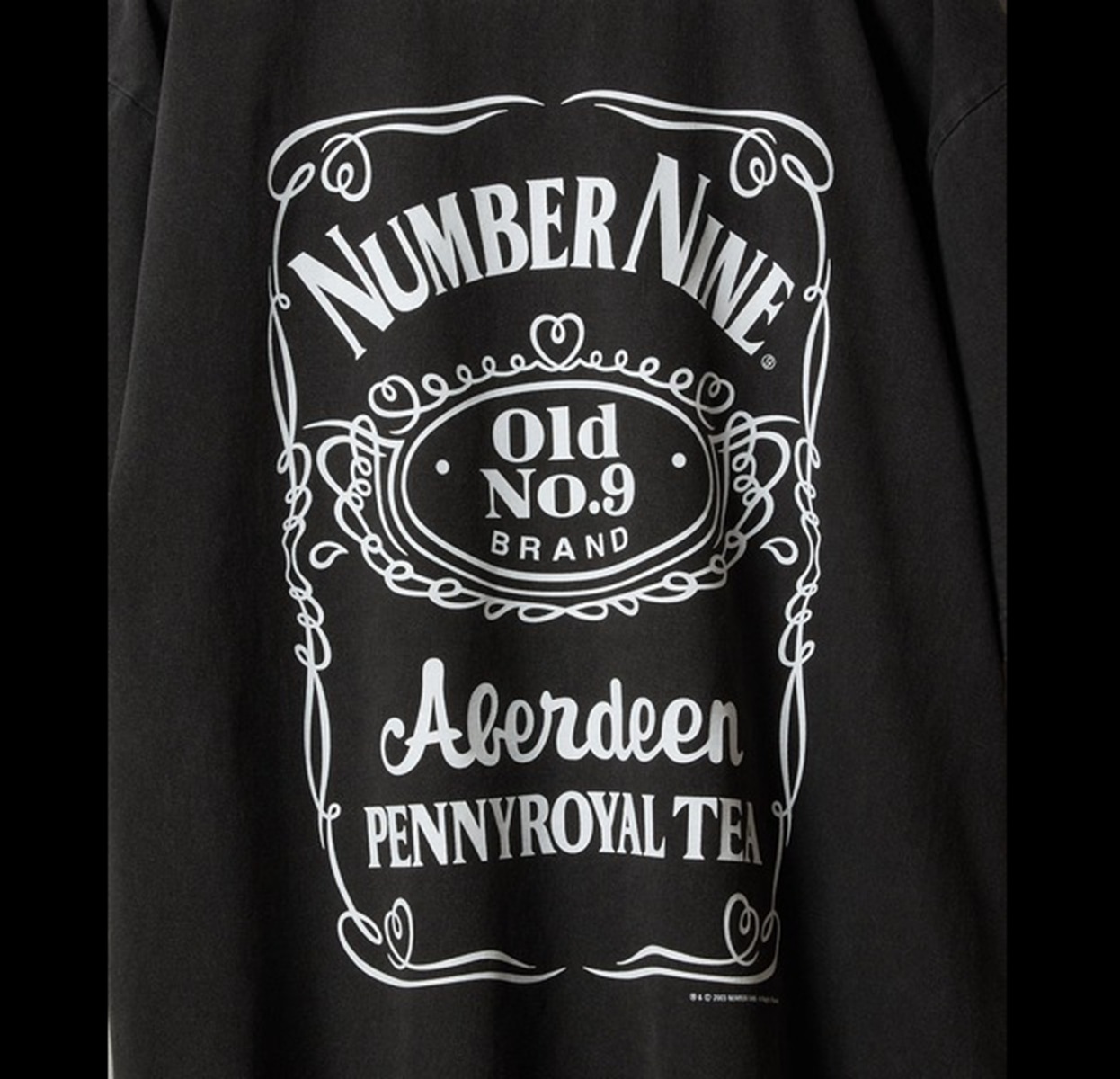 NUMBER NINE VINTAGE DYE OLD NO.9 T-SHIRT - BLACK PRE ORDER ITEM (預訂中)
