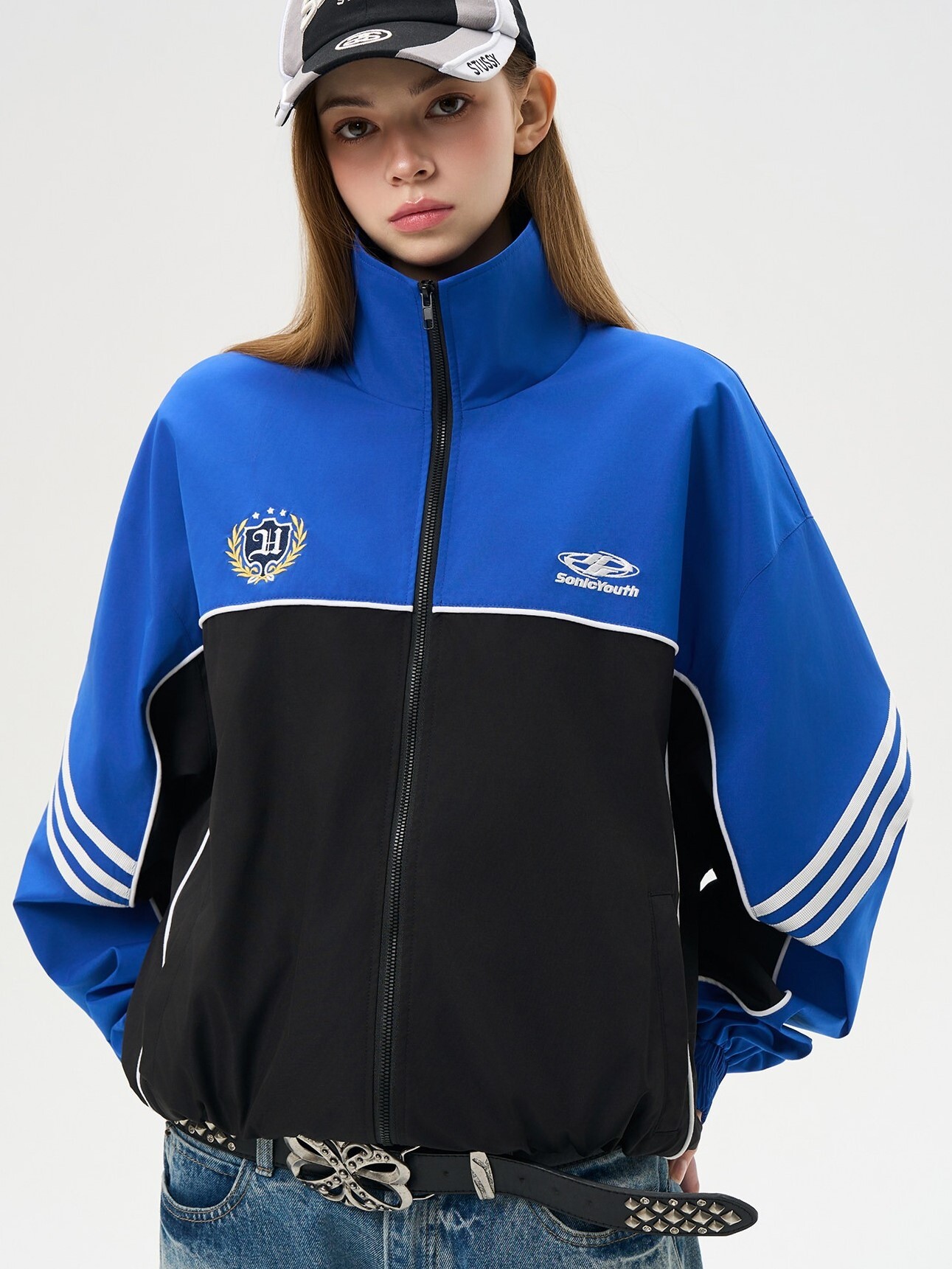 Harsh and Cruel 美式復古藍黑拼色 戶外運動夾克 外套  HL26105007