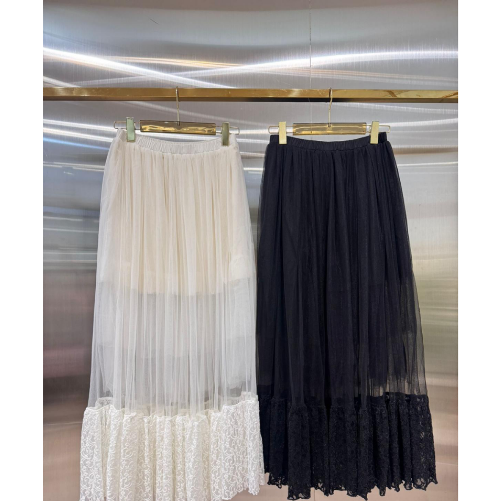 BOT-CCG0329-142 OF186-蕾絲拼接長裙 白色 (A142)