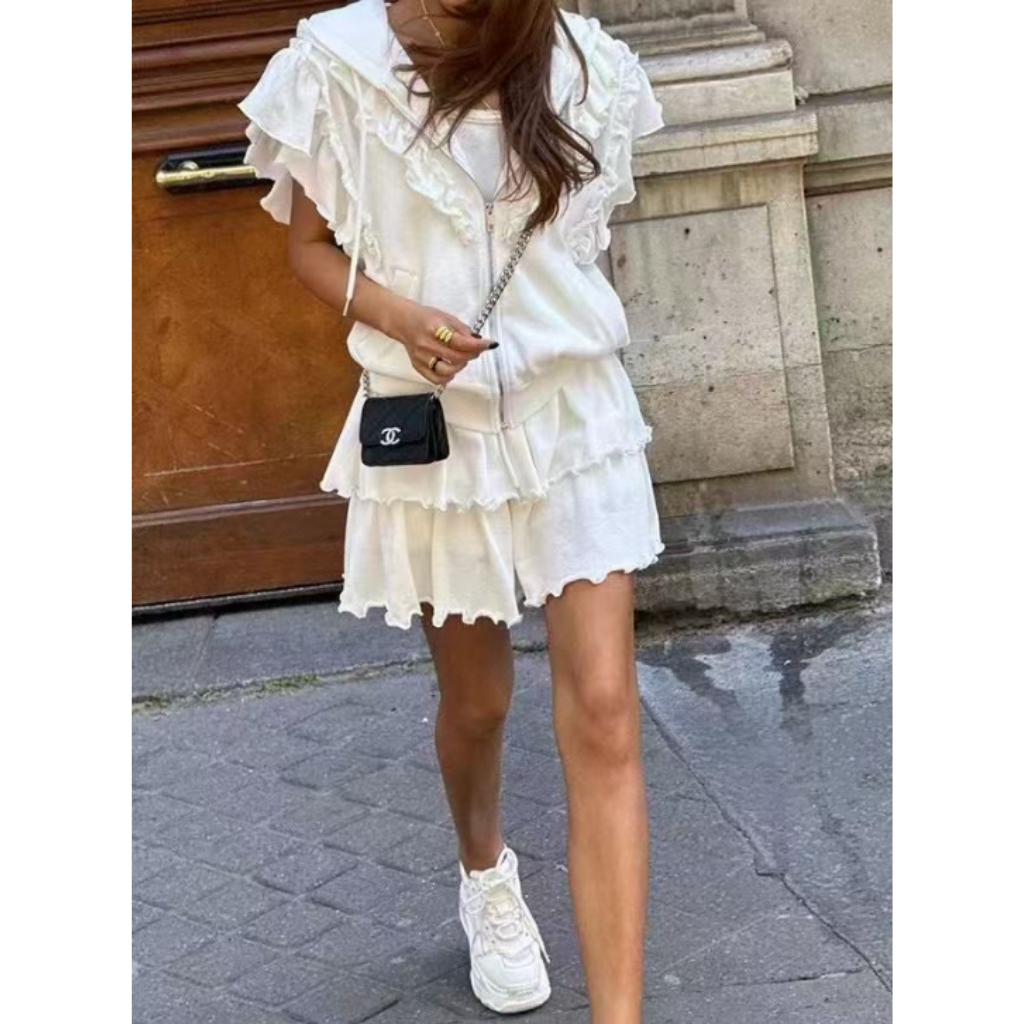 SET-CCG0329-145 外套+短裙兩件套裝 白色 (A145)