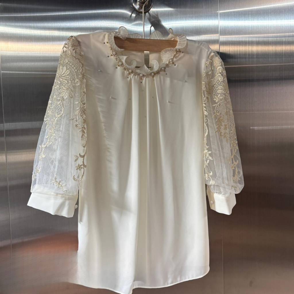 TOP-CCG0329-152 白色短袖雪紡上衣 (A152)