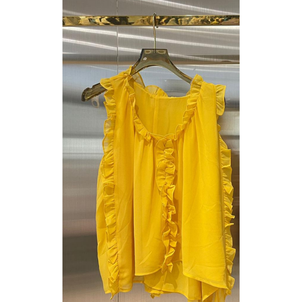TOP-CCG0329-154 黃色木耳邊小衫 (A154)