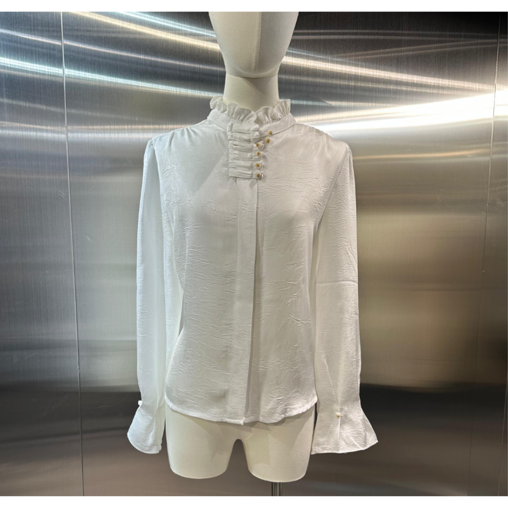 TOP-CCG0329-151 白色釦子領口上衣 (A151)