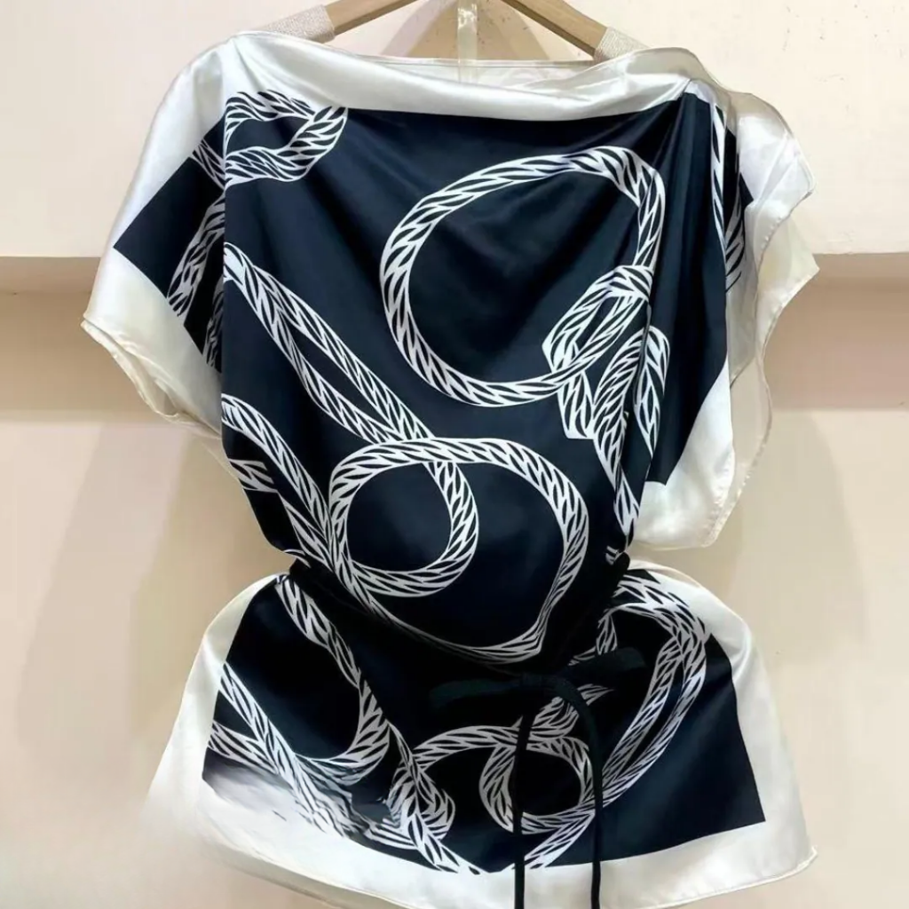 TOP-CCG0329-155 真絲印花斜肩衣 (A155)