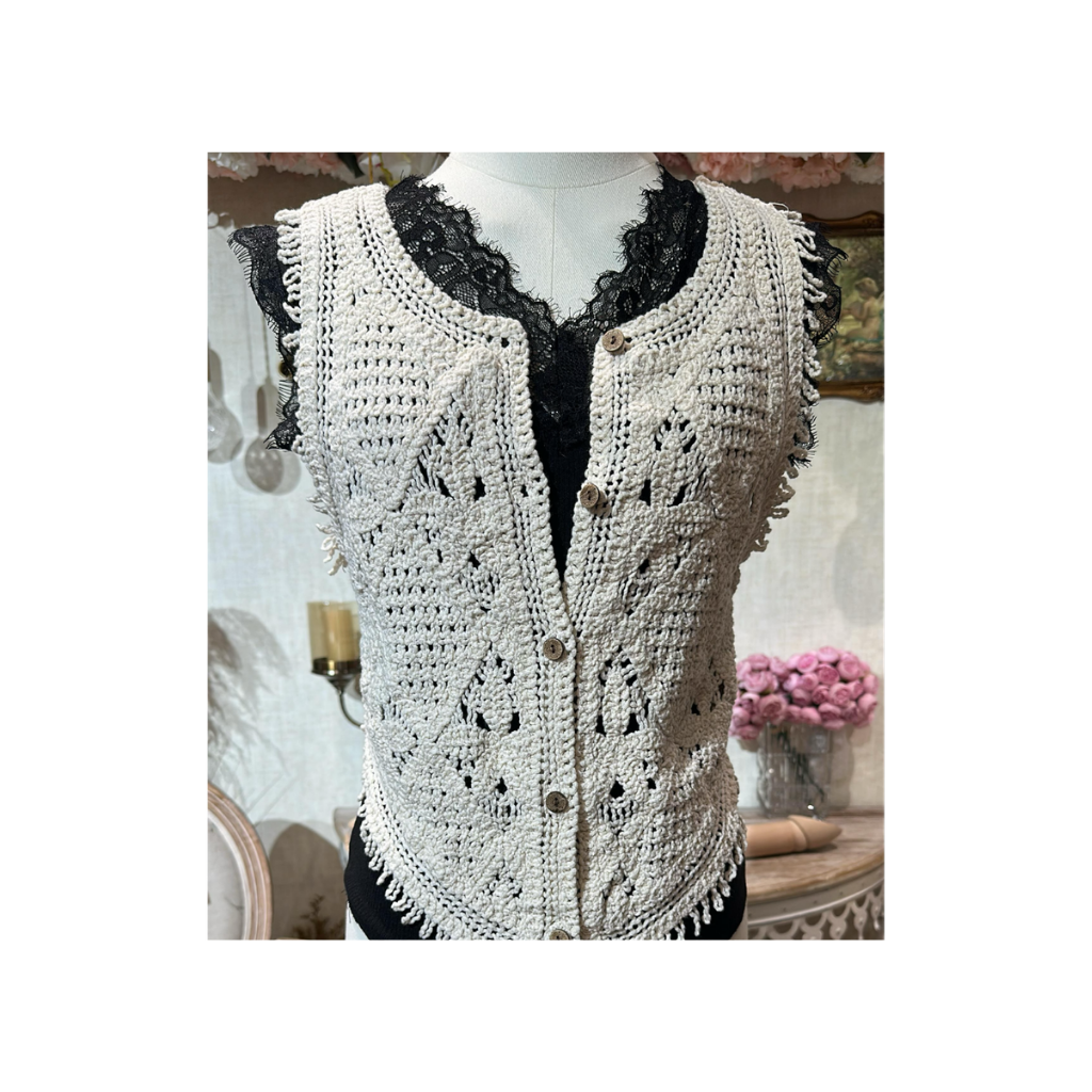 JAC-CCG0329-188 杏色鏤空針織馬甲 (A188)