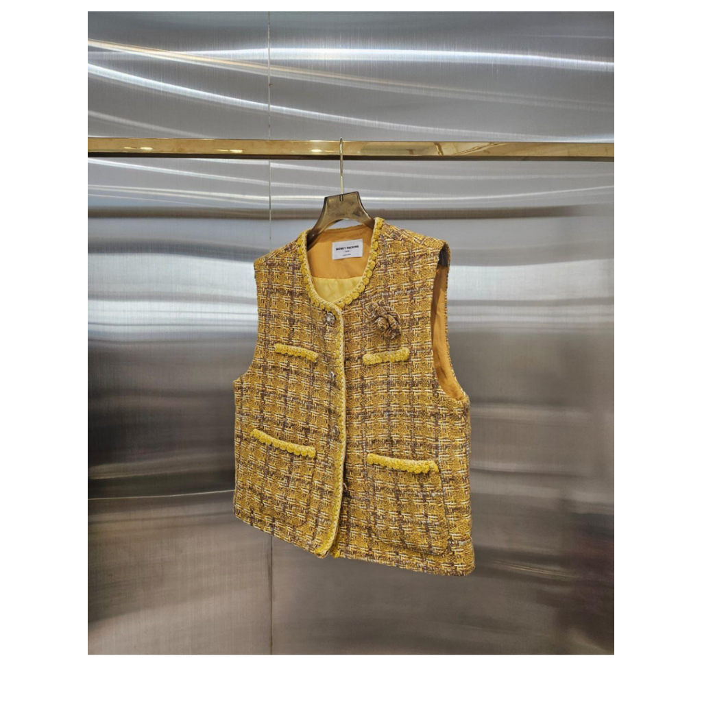 JAC-CCG0329-196 2B16-黃色小香風馬甲 (A196)