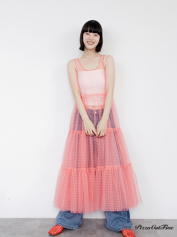 格紋透膚感背心洋裝 PizzaCutFive PCF262486037