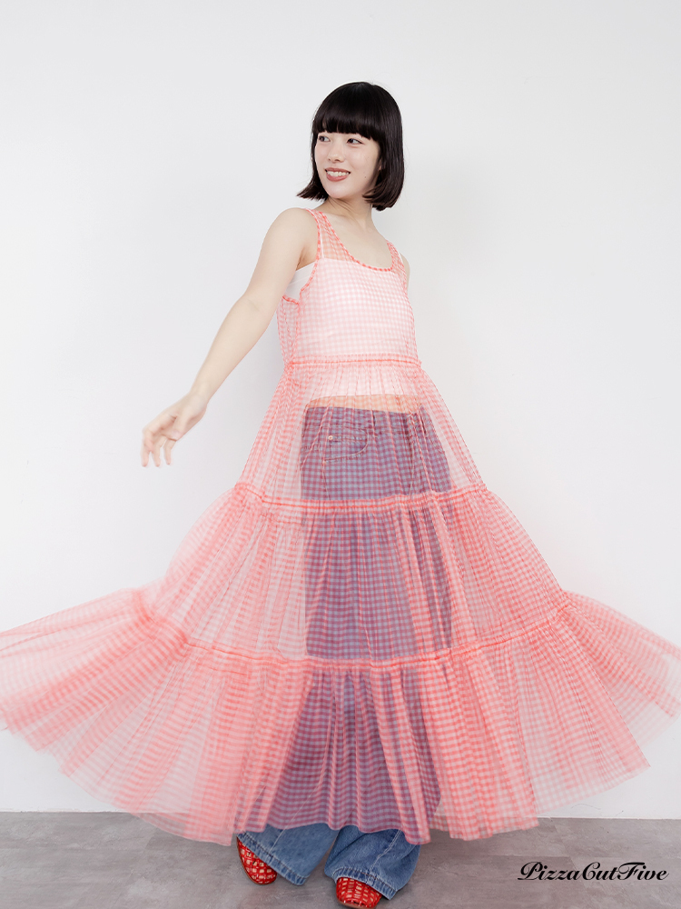 格紋透膚感背心洋裝 PizzaCutFive PCF262486037