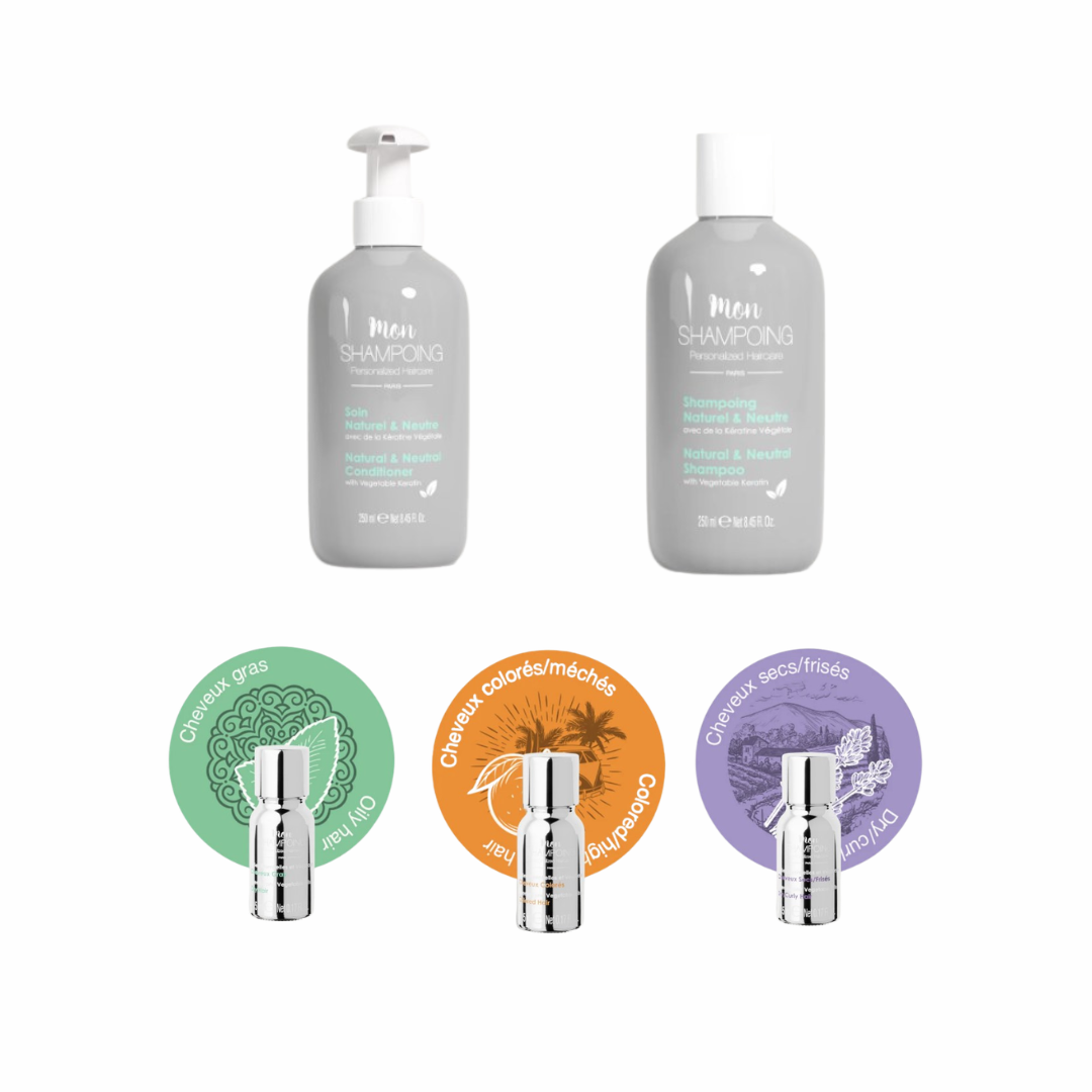 1MS0329-055 [MON SHAMPOING] Natural and Neutral Shampoo 250ml + Natural and Neutral Conditioner 250ml + Booster 5ml x2 + Free Booster 5ml x1 (EU)