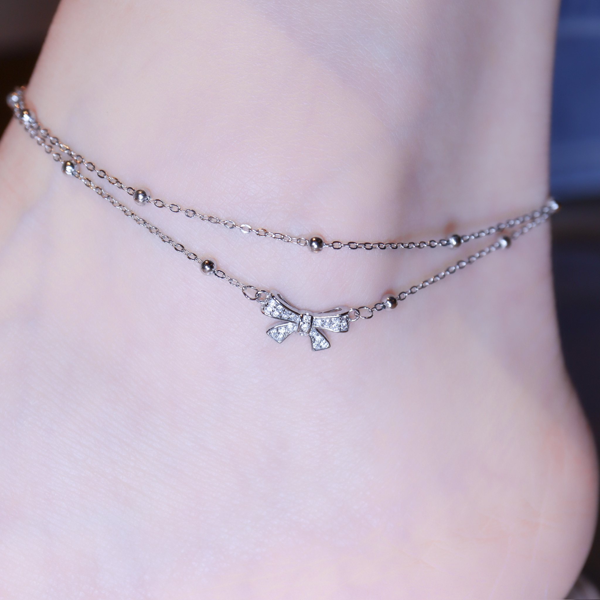 | 925純銀・白金 | 來自勇氣的禮物雙層腳鏈 | AN0145 |