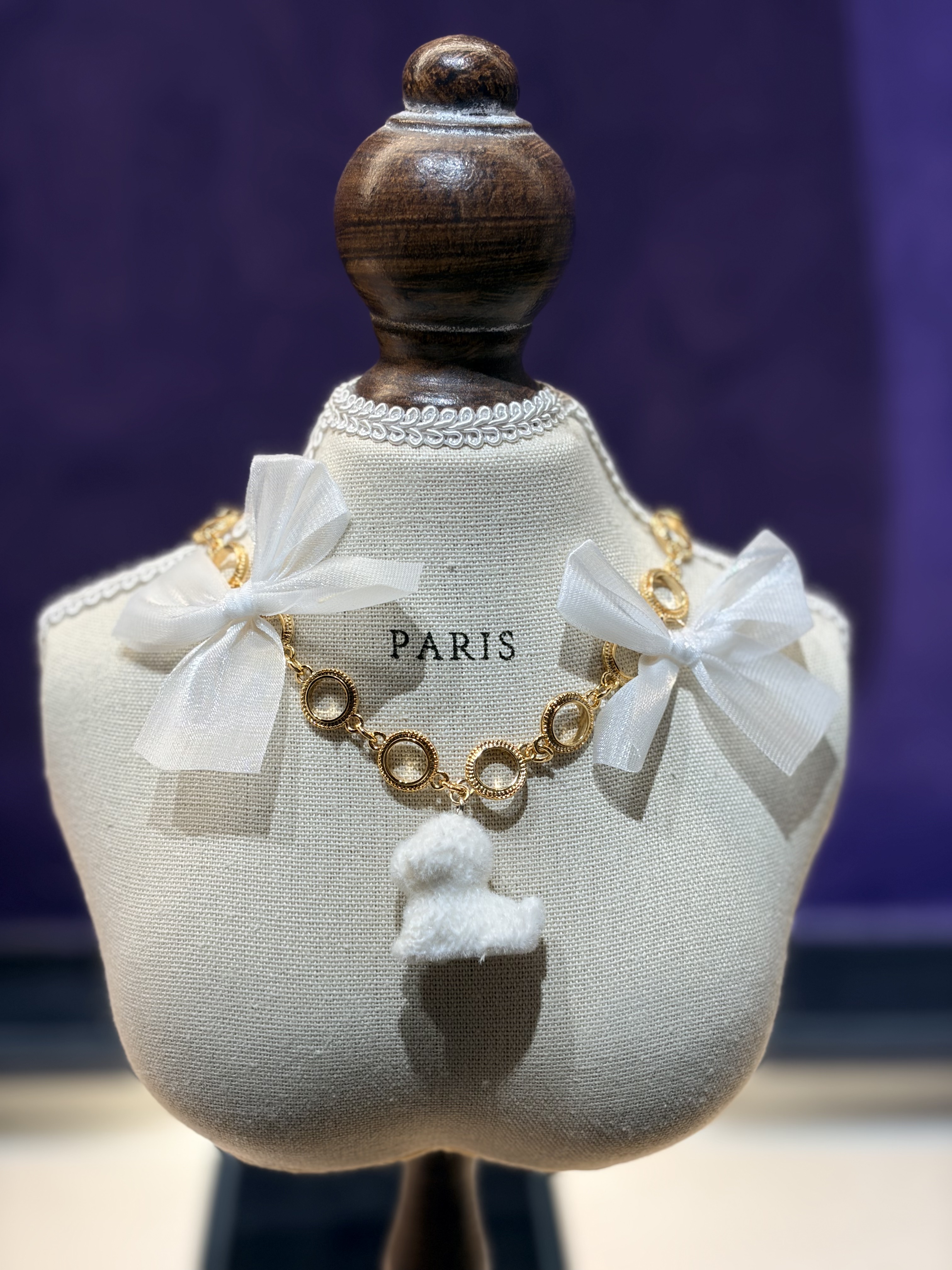 Salon de Peony蝴蝶結金圈小狗項鍊