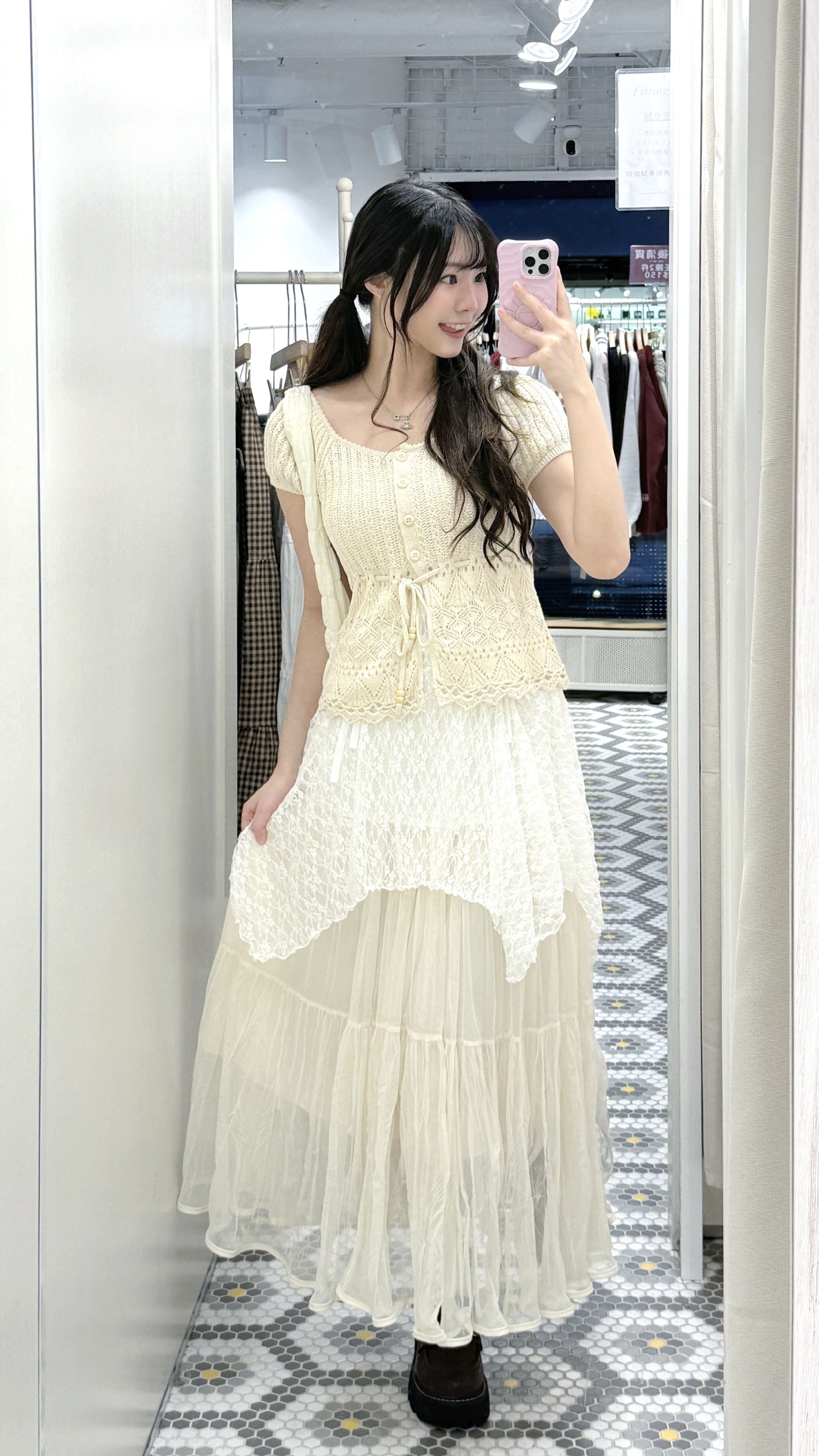 K0457｜森系民族風🧺. ݁₊ ⊹ 花紋針織短袖上衣⊹ ࣪ ˖