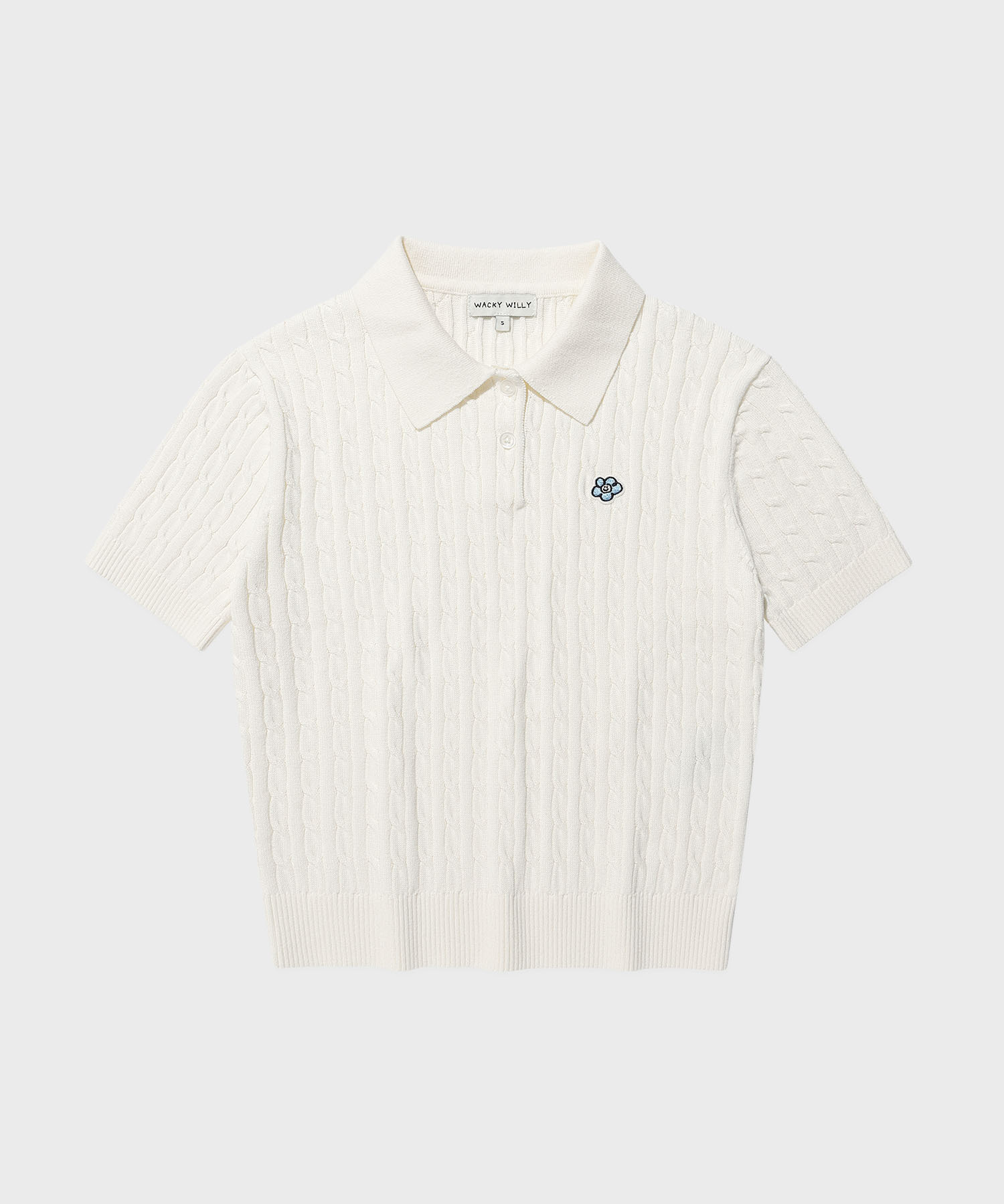 【入LIVECODE一件減至$378😱🔥！】【2026首次春夏封館😍】【WACKY WILLY】Women's Cable Collar Short Sleeve Knit