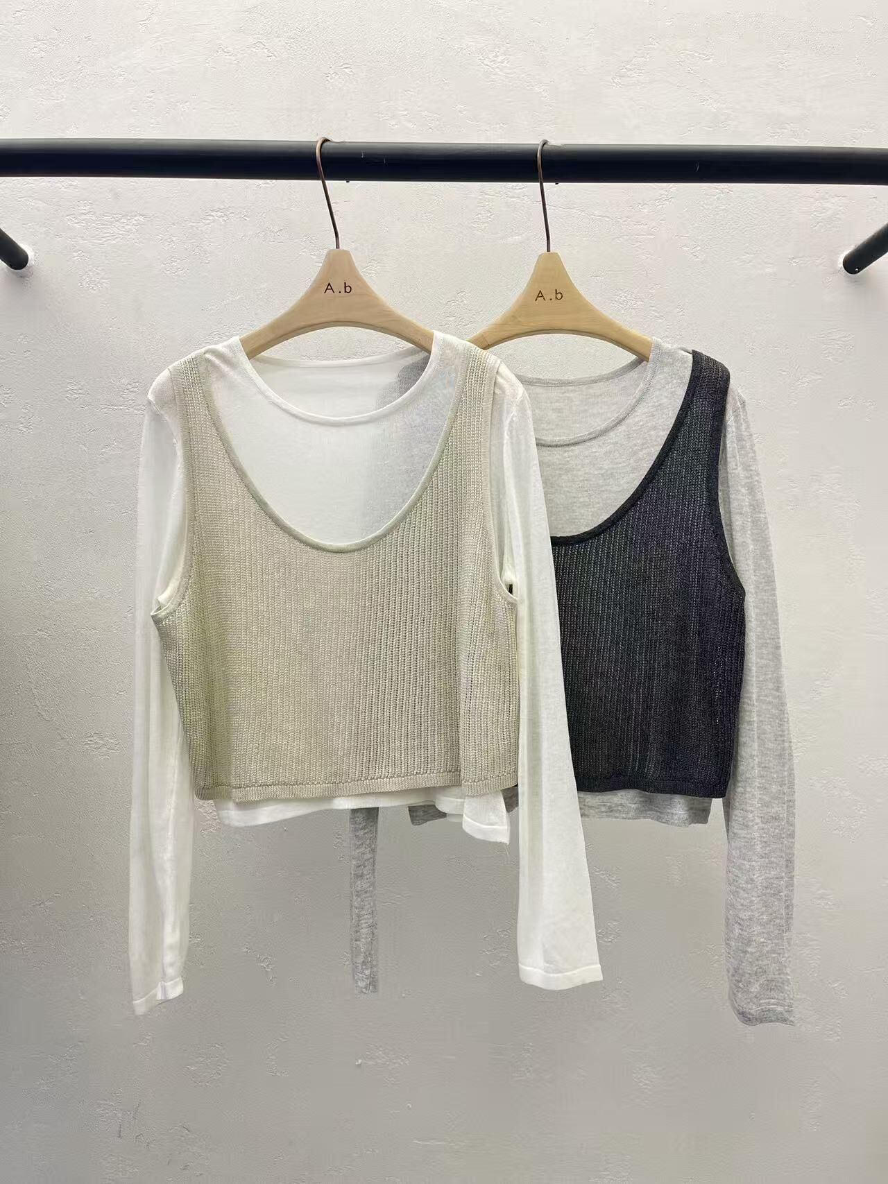 AB6034 兩件式層次針織背心