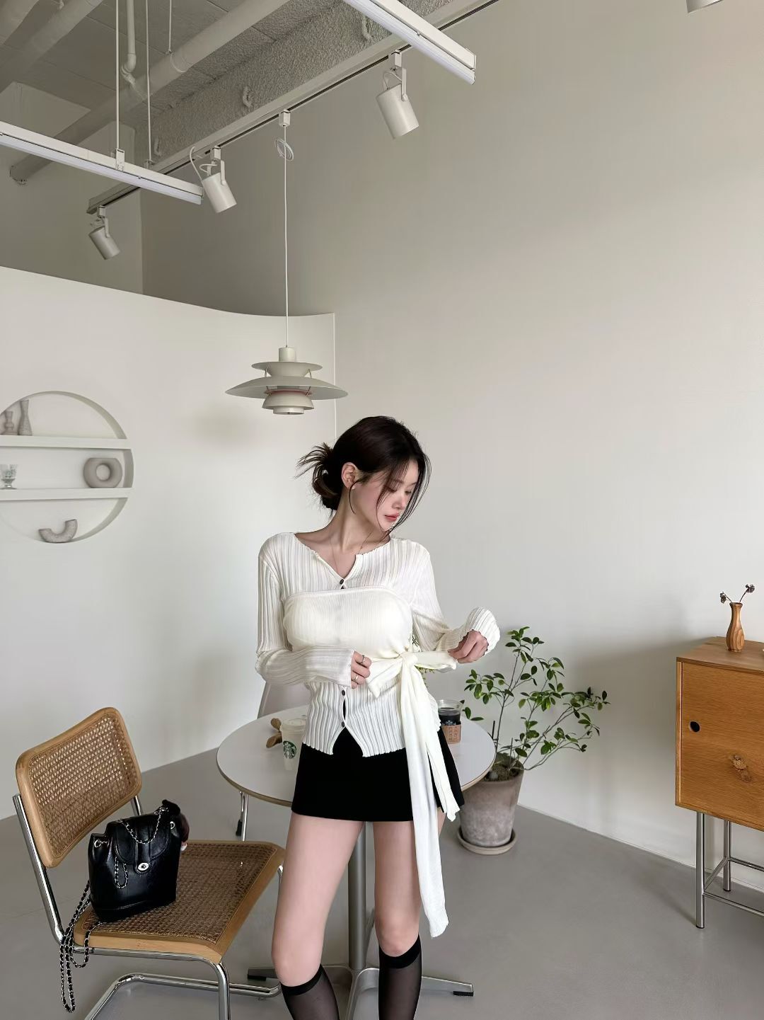 【現貨】綁帶坑條針織罩衫套組｜溫柔小心機・顯瘦層次感穿搭