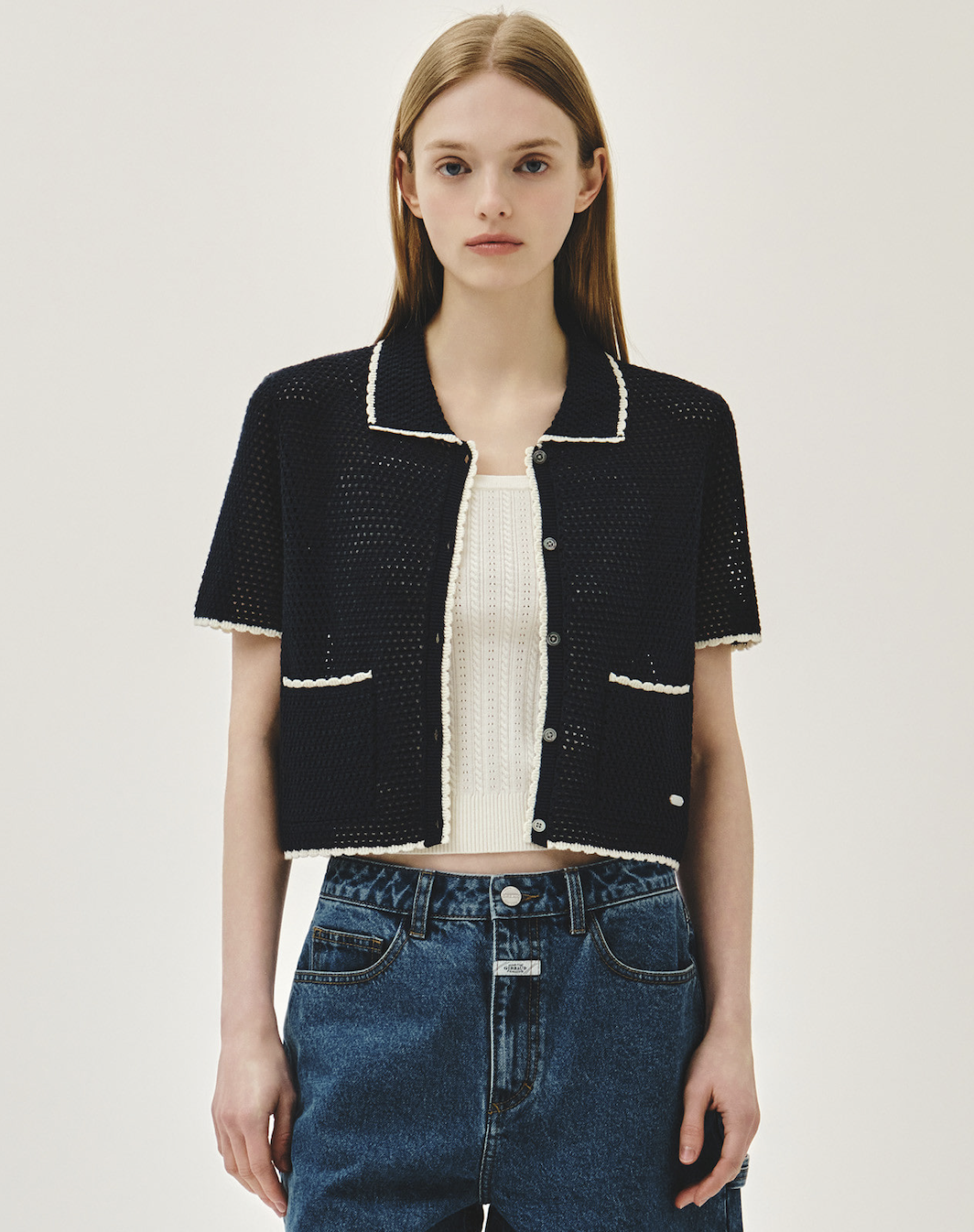 【入LIVECODE一件減至$538😱🔥！】【2026首次春夏封館😍】【MFG】W CROCHET HALF KNIT CARDIGAN