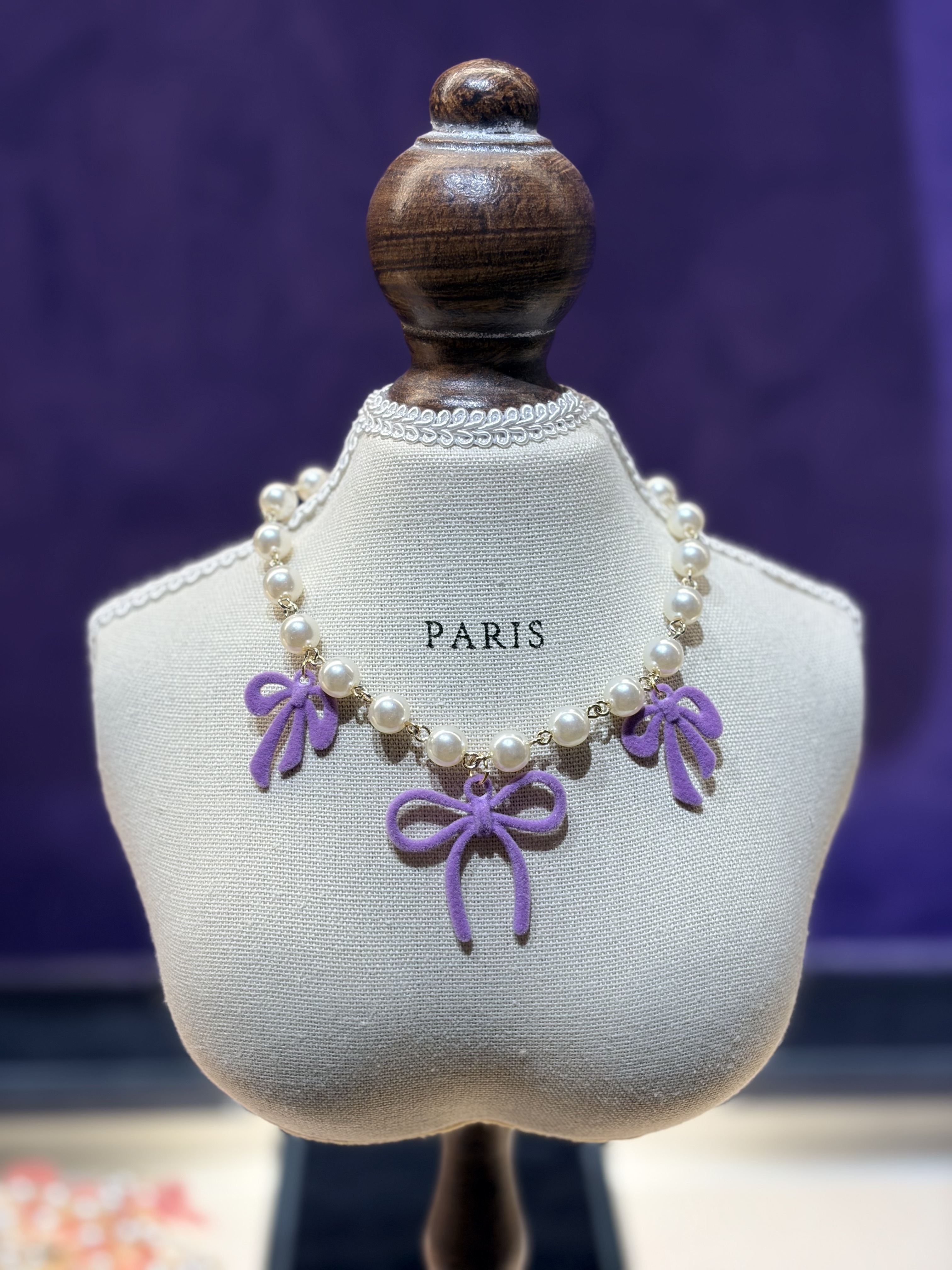 Salon de Peony蝴蝶結珍珠項鍊