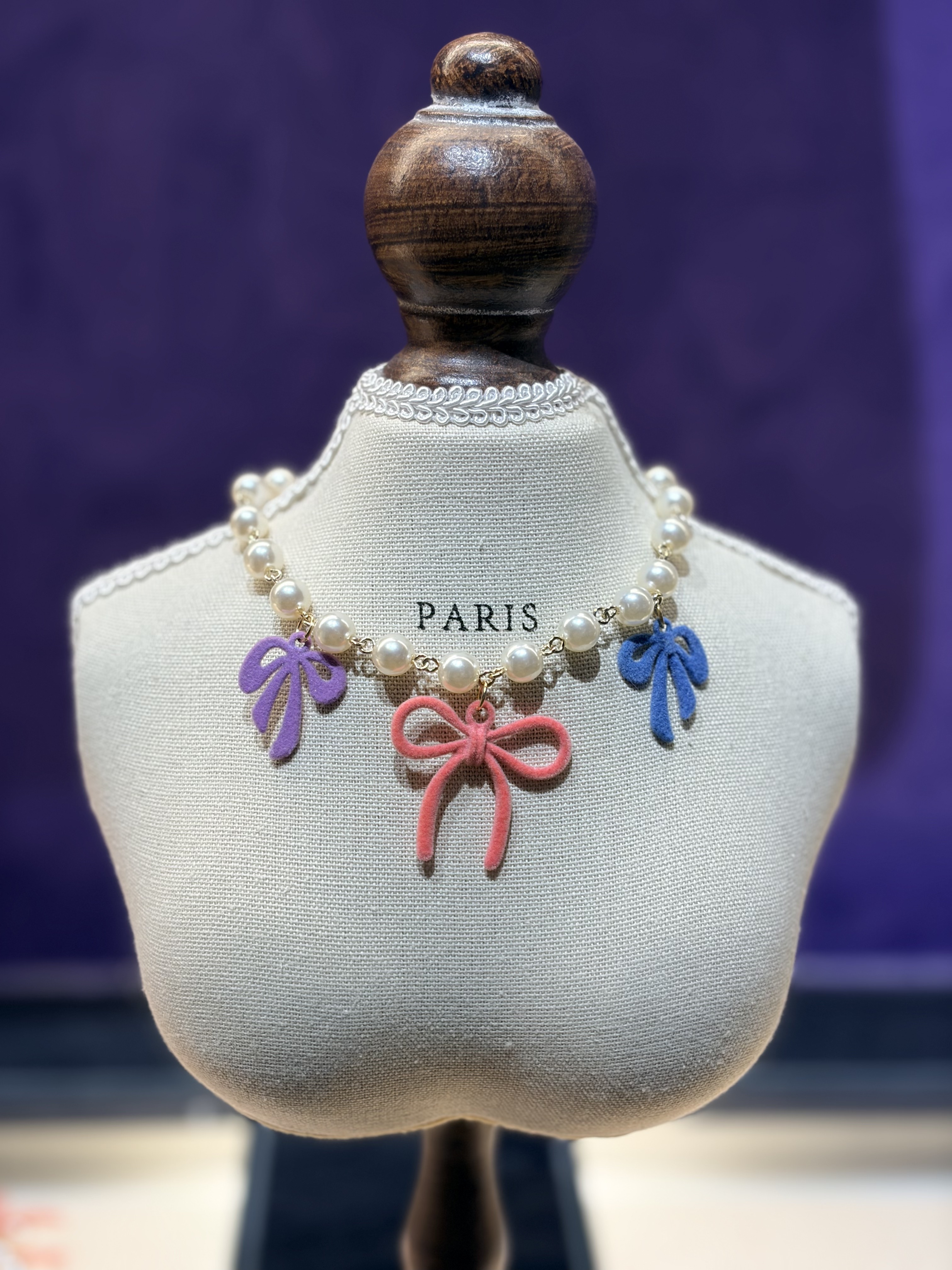 Salon de Peony蝴蝶結珍珠項鍊