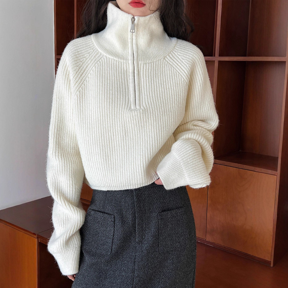 Half-Zip Mock Neck Knit Cardigan