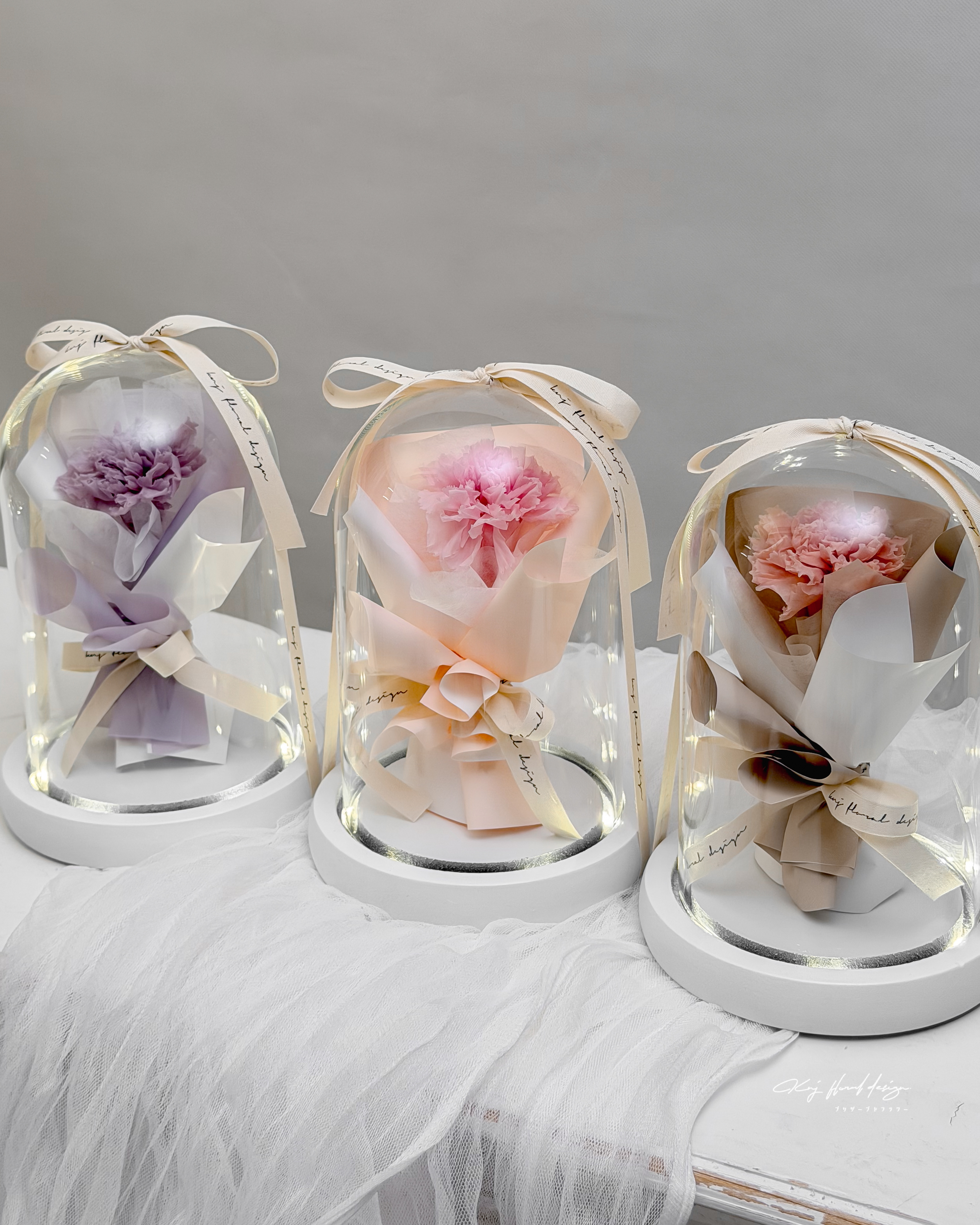 康乃馨小花束玻璃燈盅