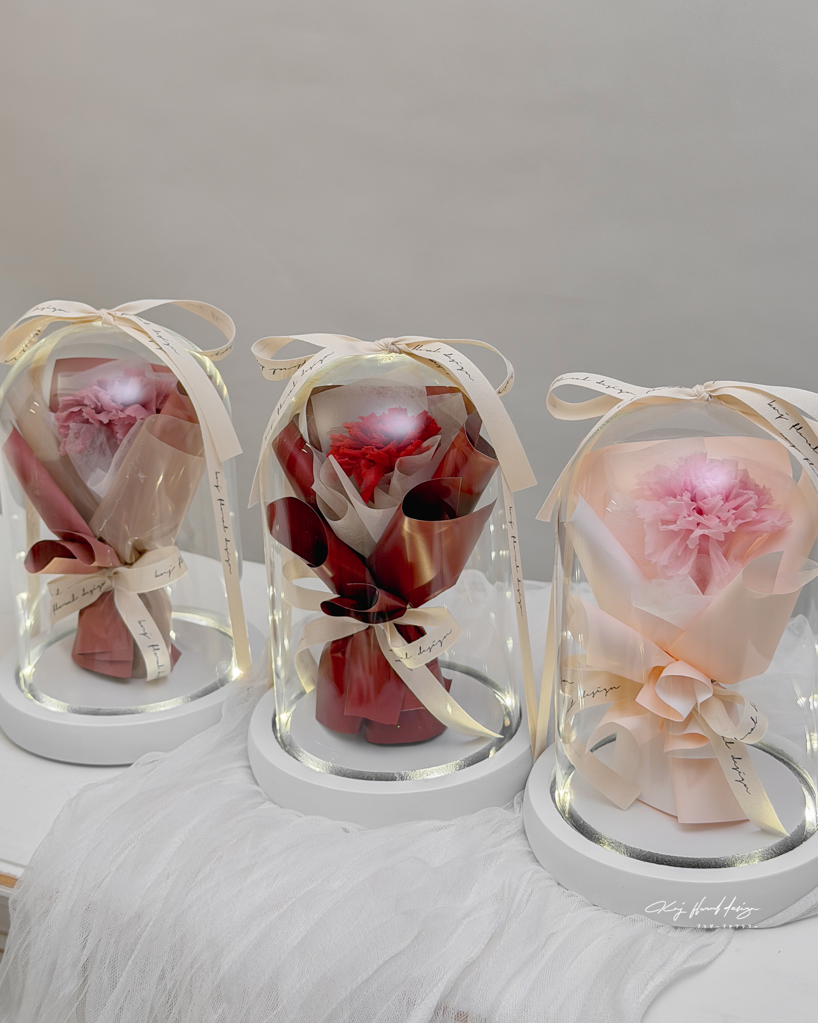 康乃馨小花束玻璃燈盅