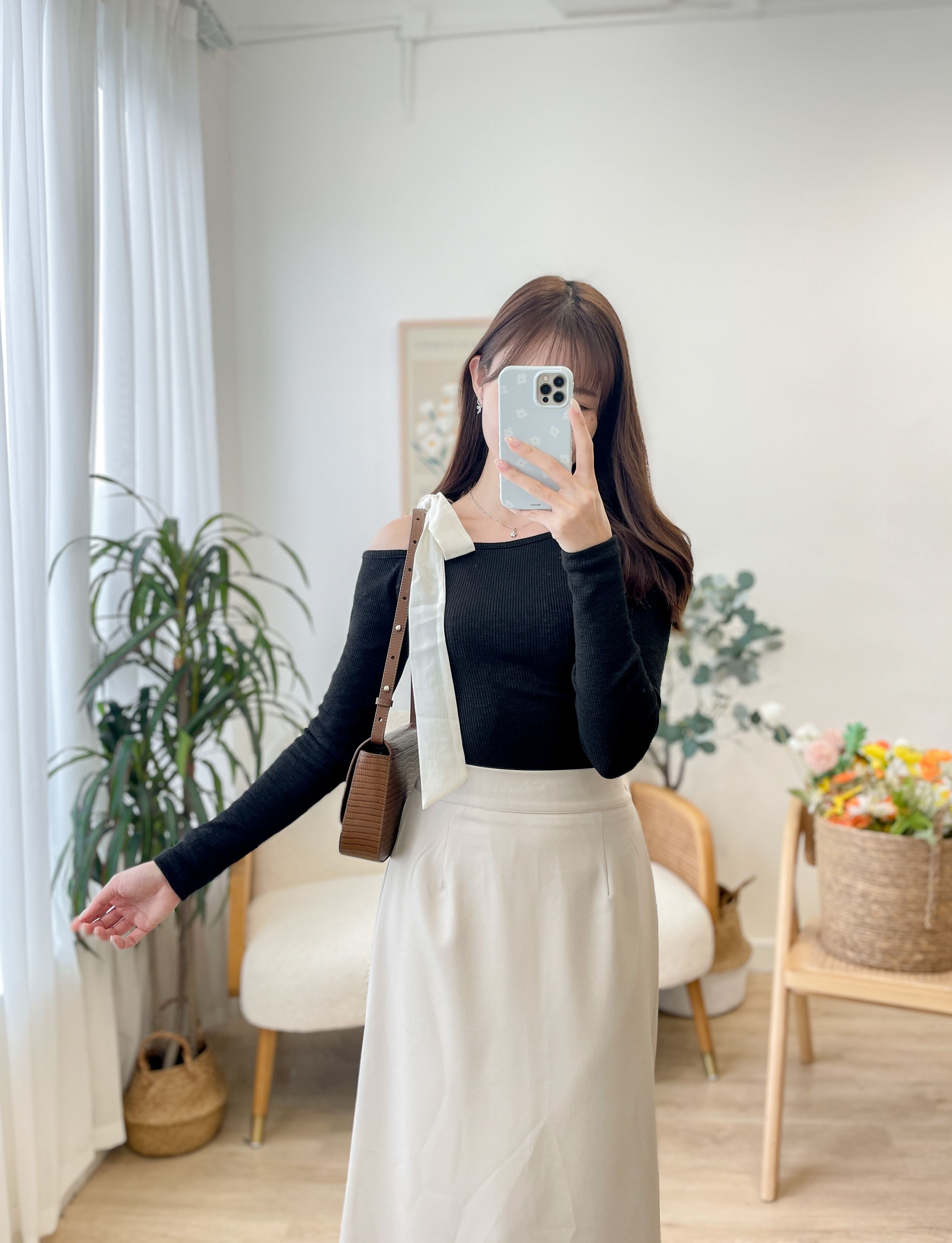 T1503 Layla Ribbed Side Ribbon Top