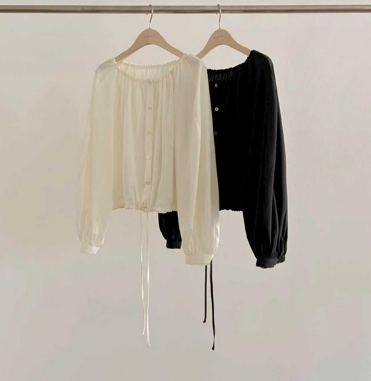 OU6032 抽繩腰彈性領上衣