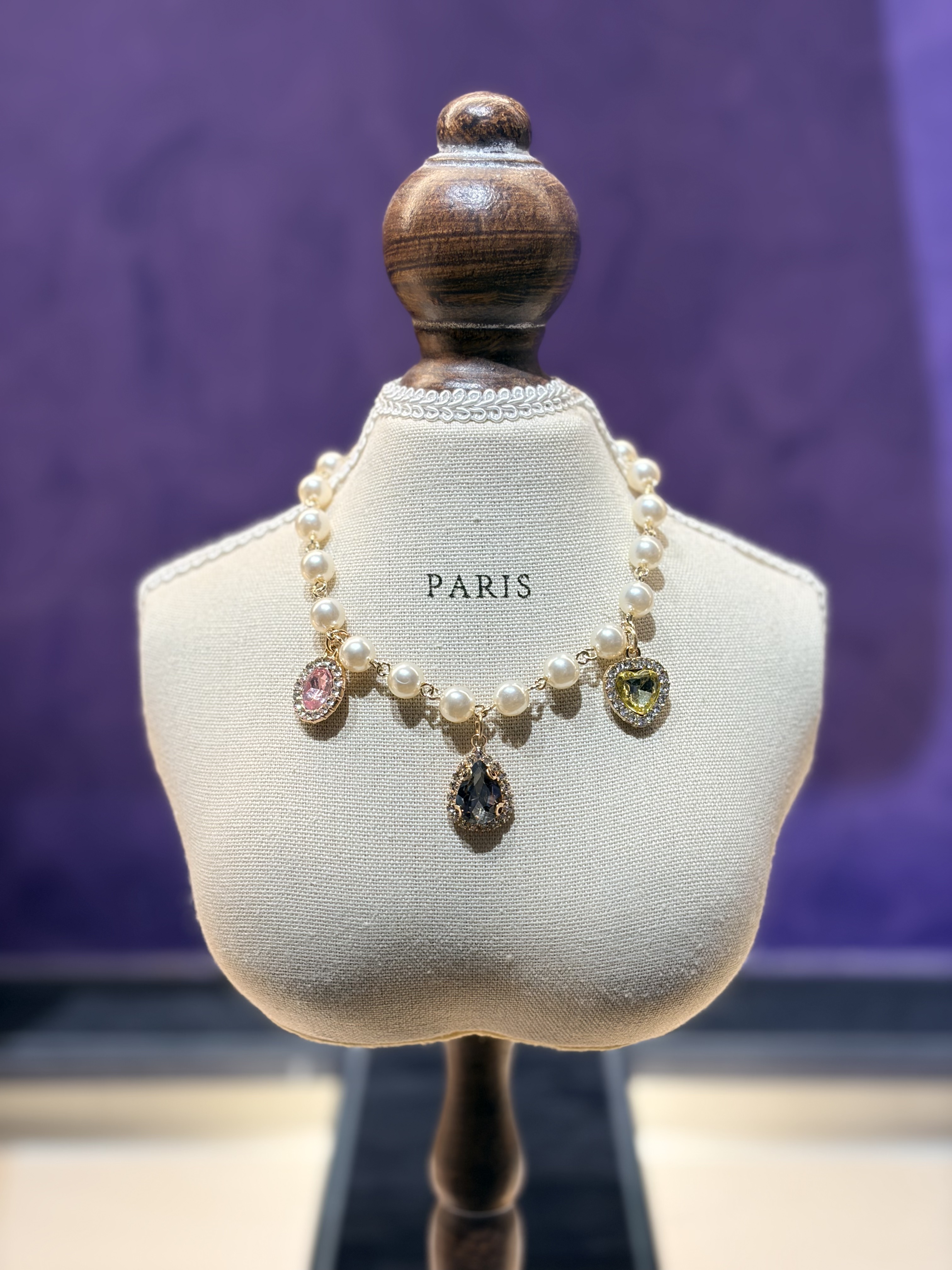 Salon de Peony華麗碎鑽寶石珍珠項鍊