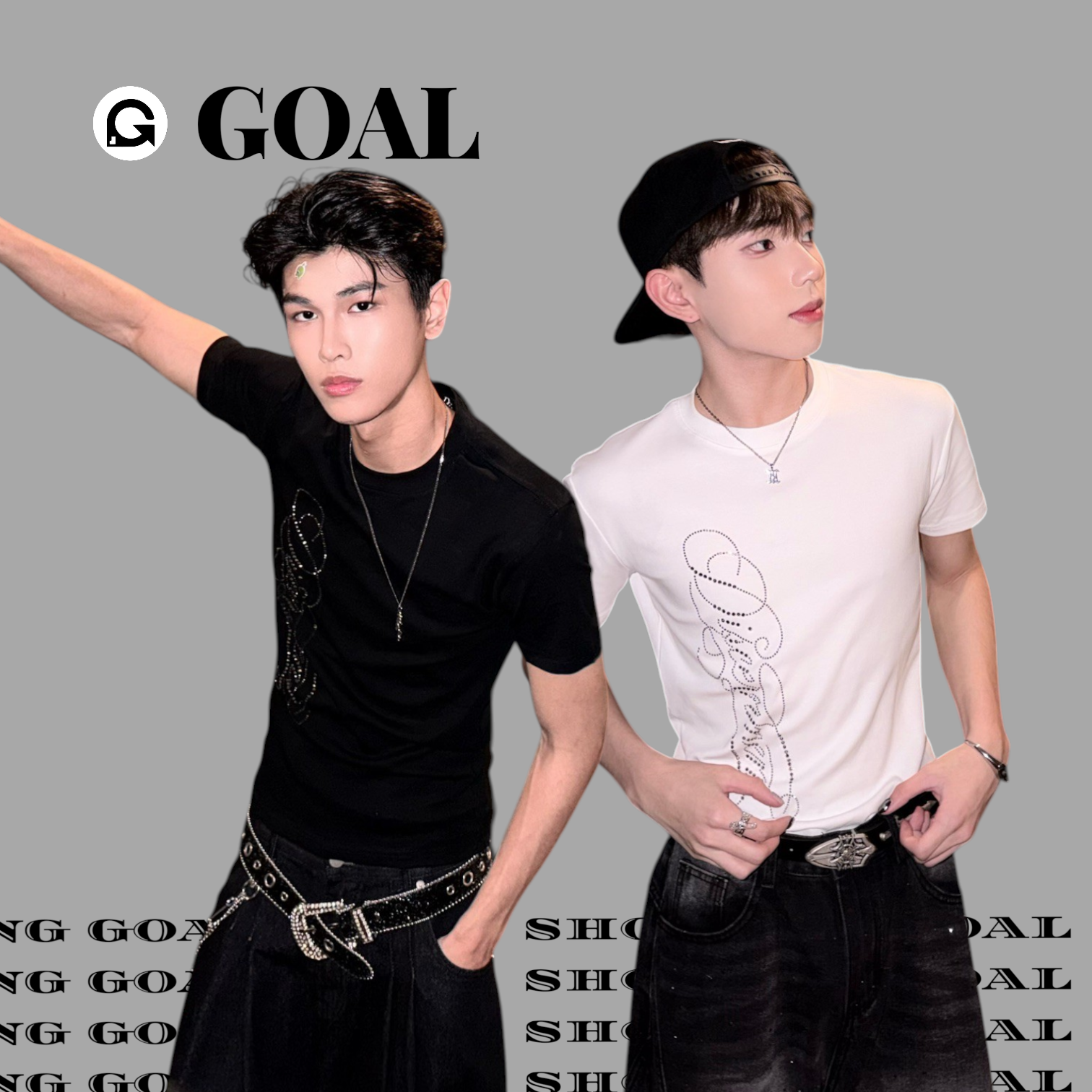 (GOAL) DCM 閃鑽 燙鑽合身短T 緊身上衣