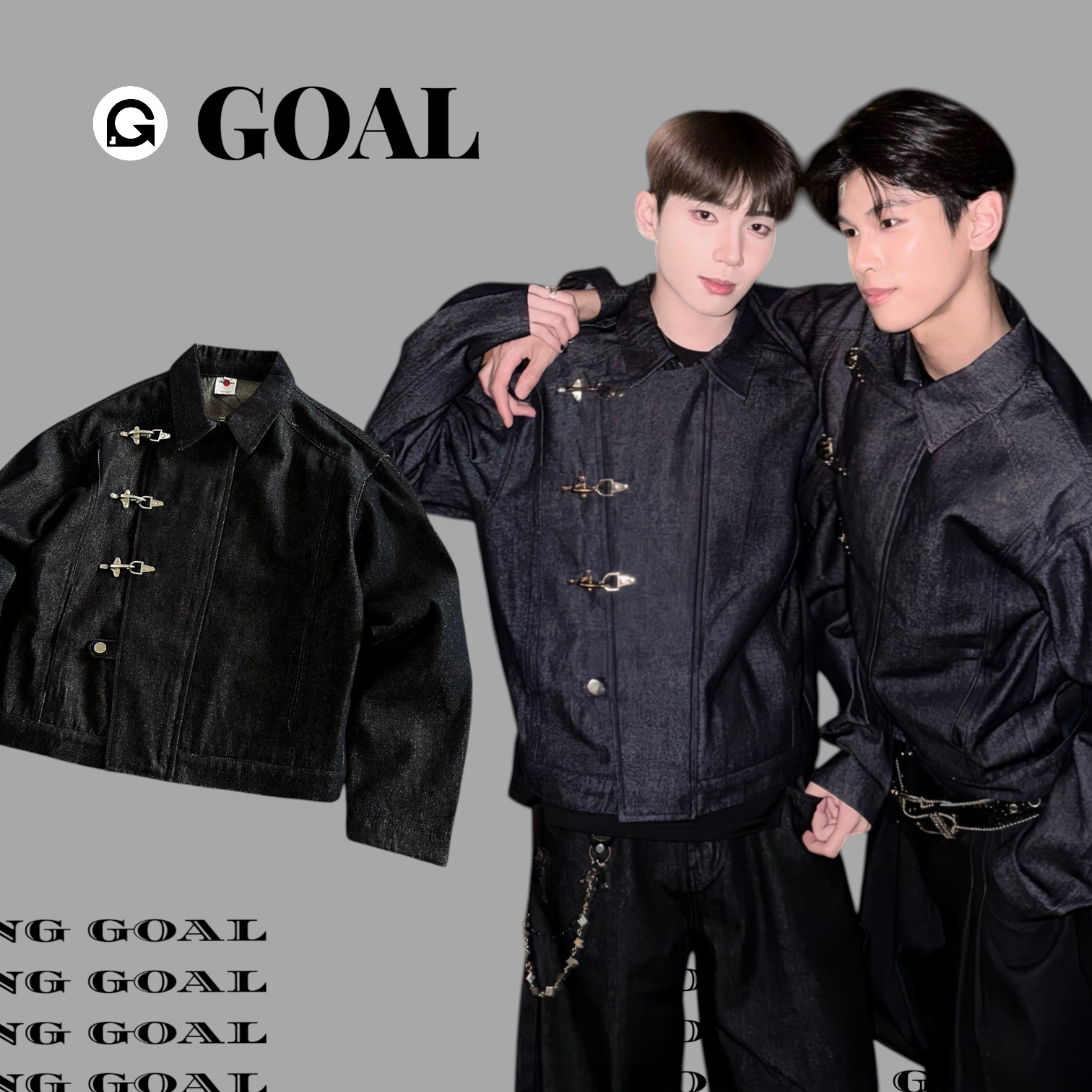 (GOAL) 春夏款牛仔 飛機扣外套 丹寧原色