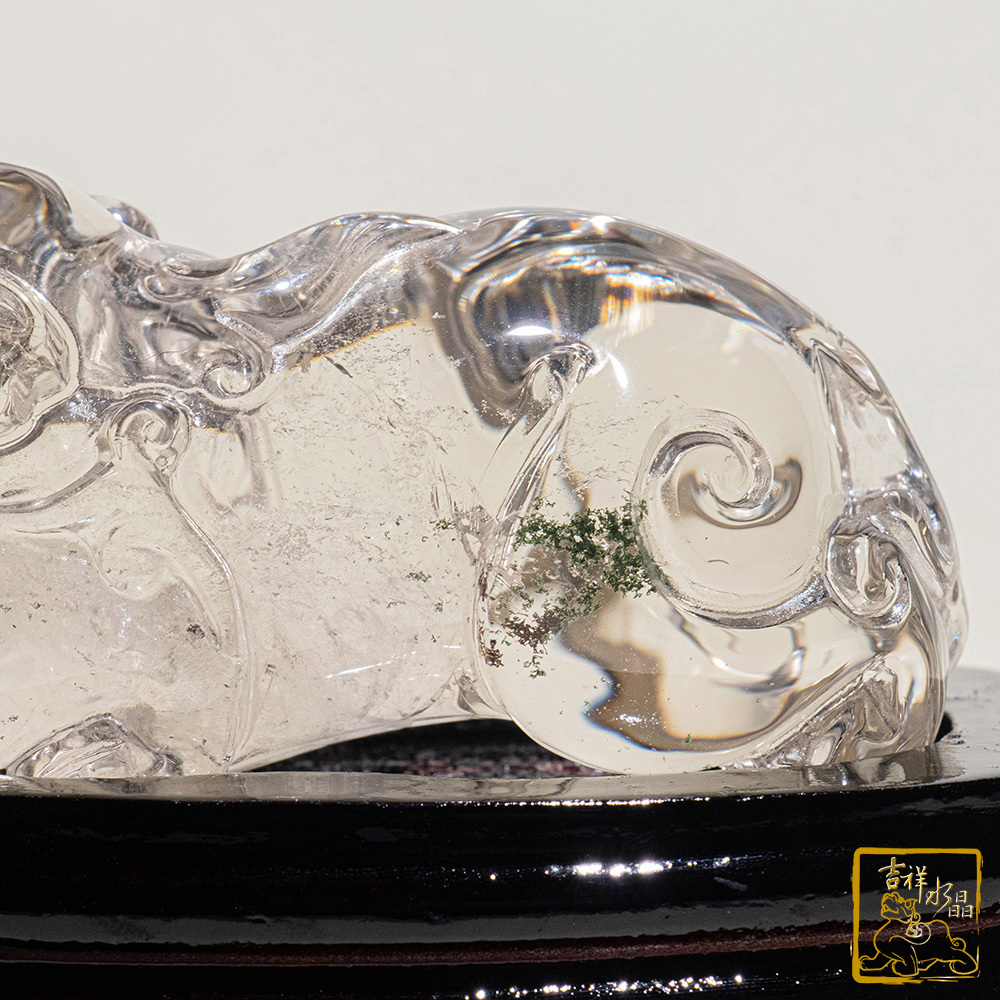 白水晶貔貅 200g 共生綠幽靈