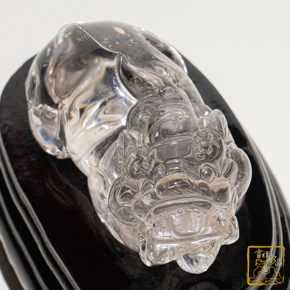 白水晶貔貅 200g 共生綠幽靈