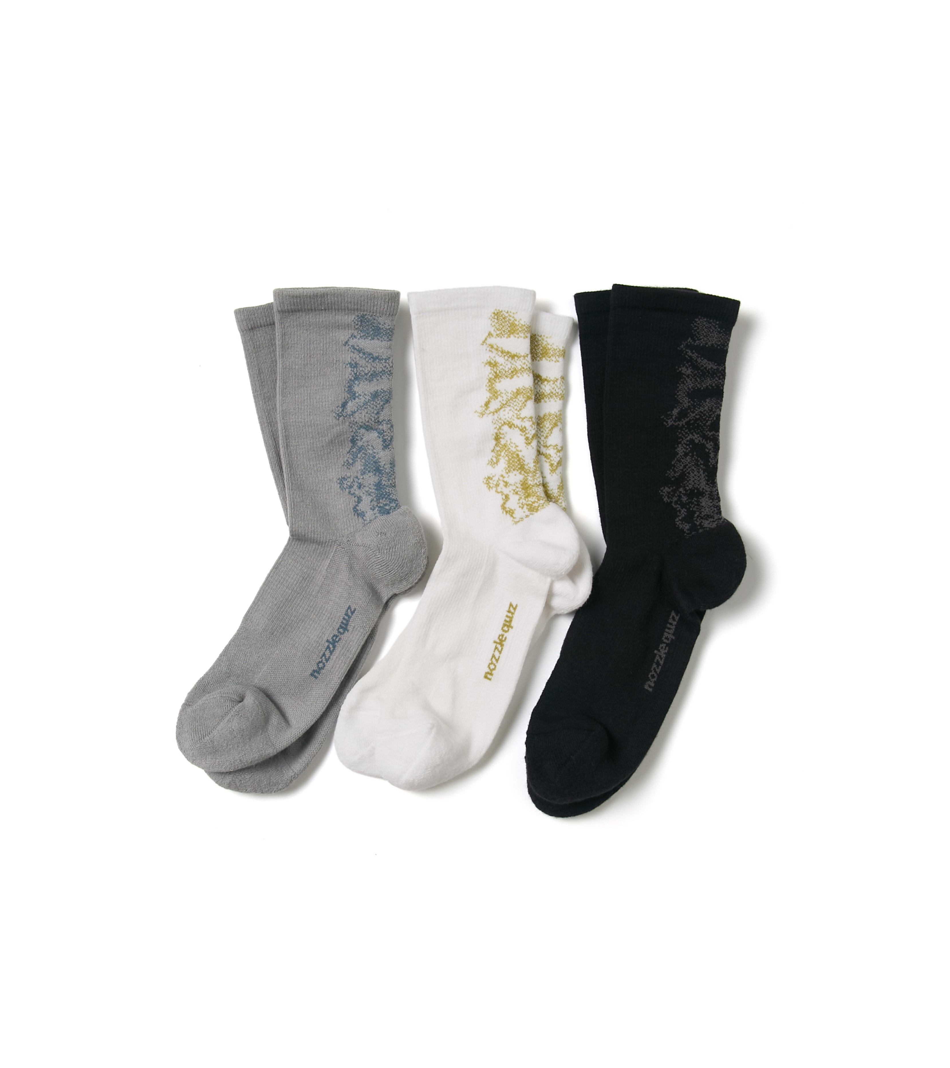 nozzle quiz®｜LANDING 中高筒休閒襪 (迷黑/迷灰/迷黃)