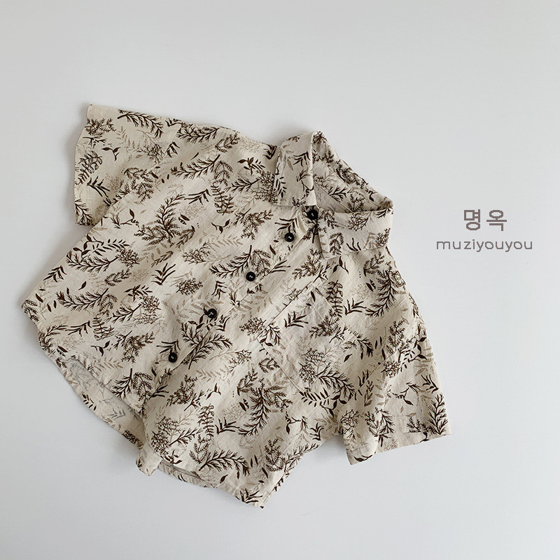 【H0577】日系草木森林休閒襯衫(80-130)