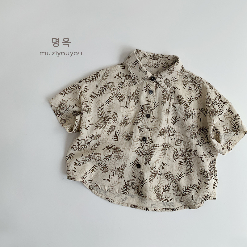 【H0577】日系草木森林休閒襯衫(80-130)