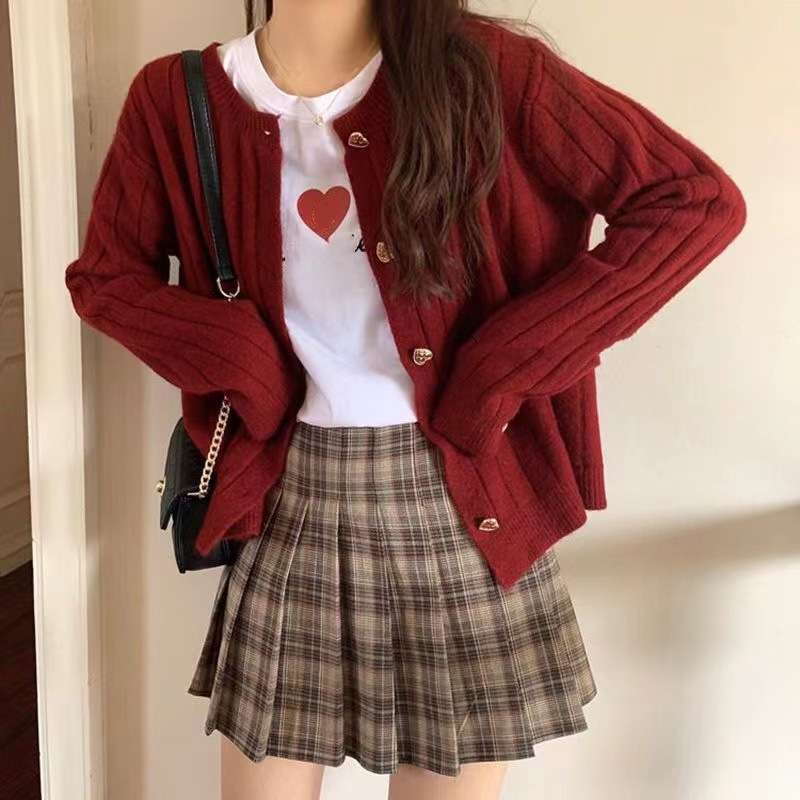 Soft Knit Cardigan with Heart Buttons