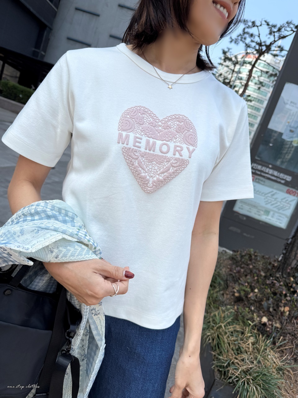 正韓memory粉色浮雕愛心T