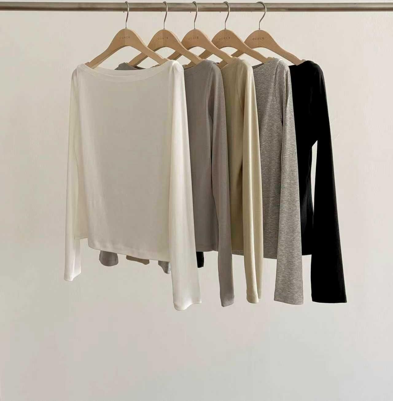 OU6049 一字領長袖T