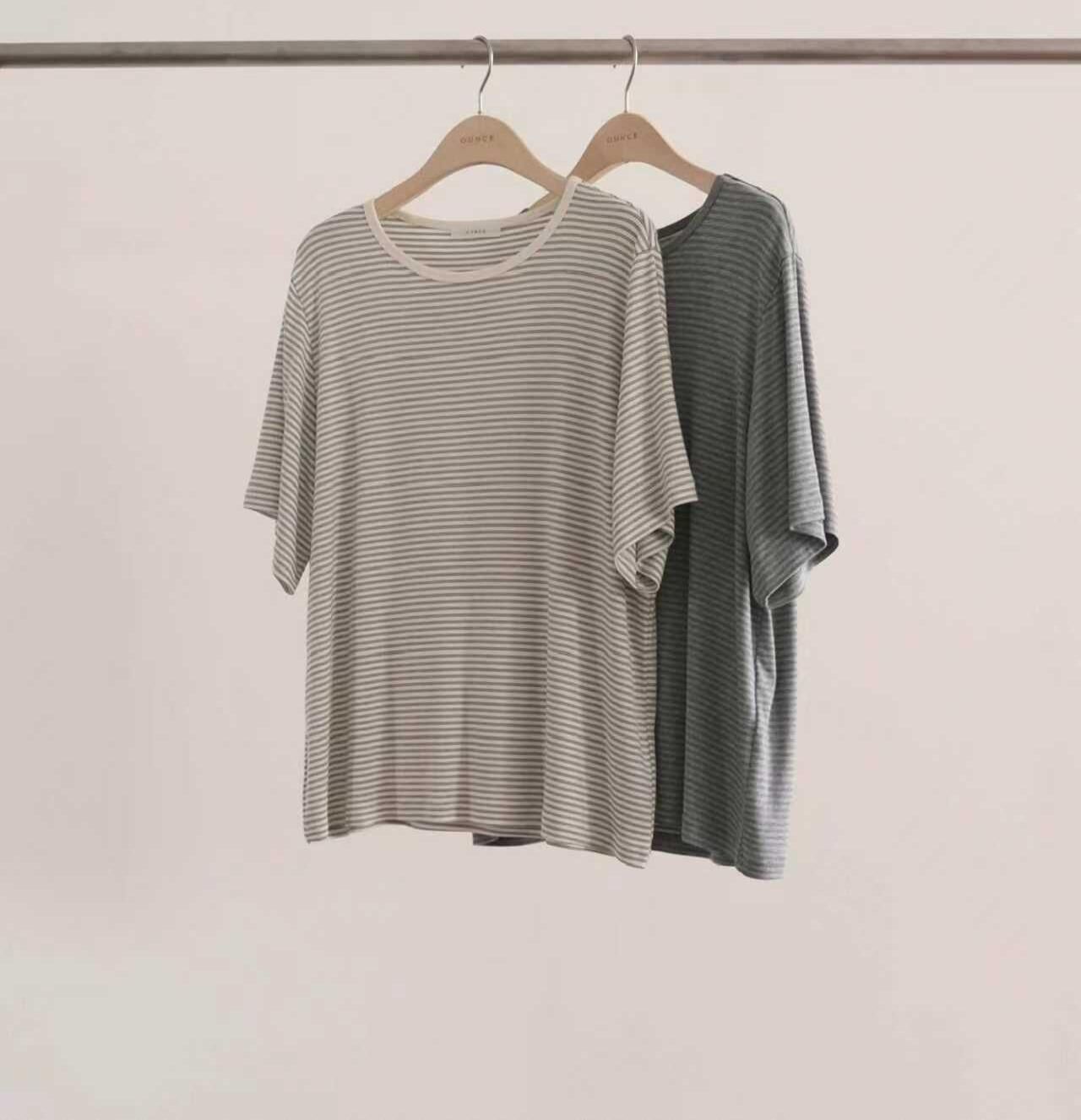 OU6055 慵懶條紋T