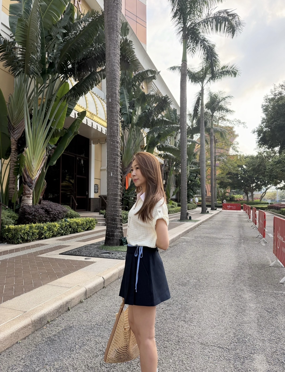 羊毛蕾絲 x 粉紅條紋領上衣 - 預訂