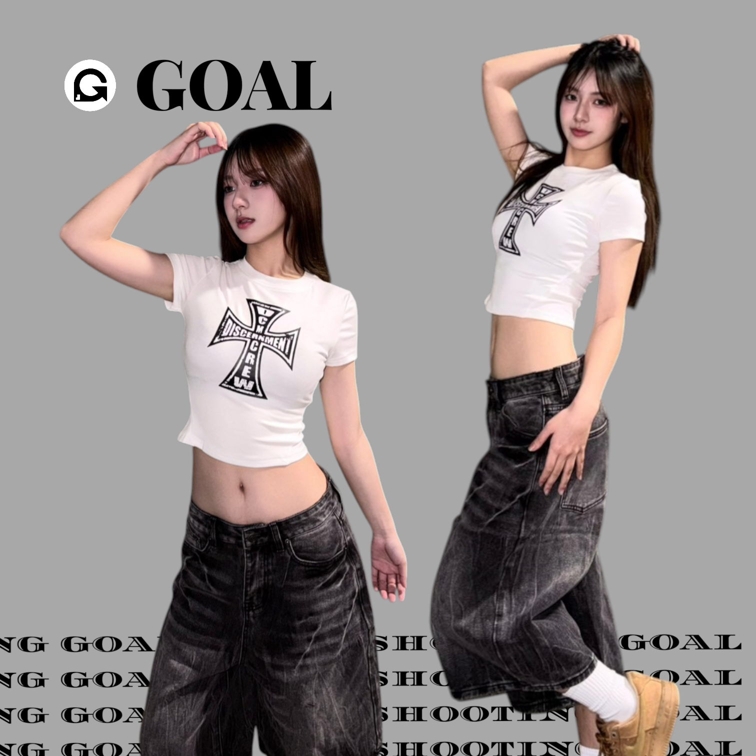 (GOAL) 美式刷色閃電闊腿七分褲 DC6305