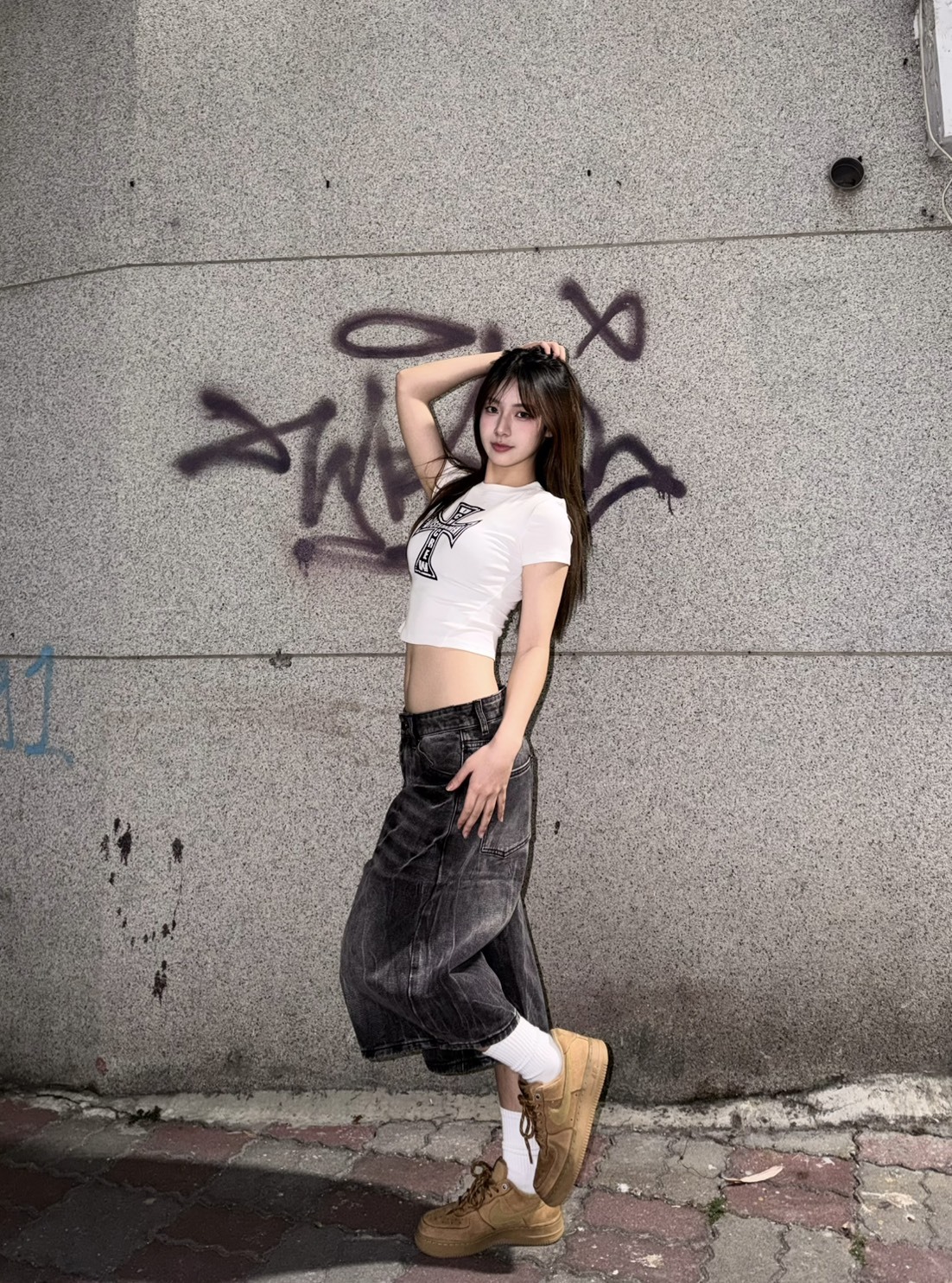 (GOAL) 美式刷色閃電闊腿七分褲 DC6305