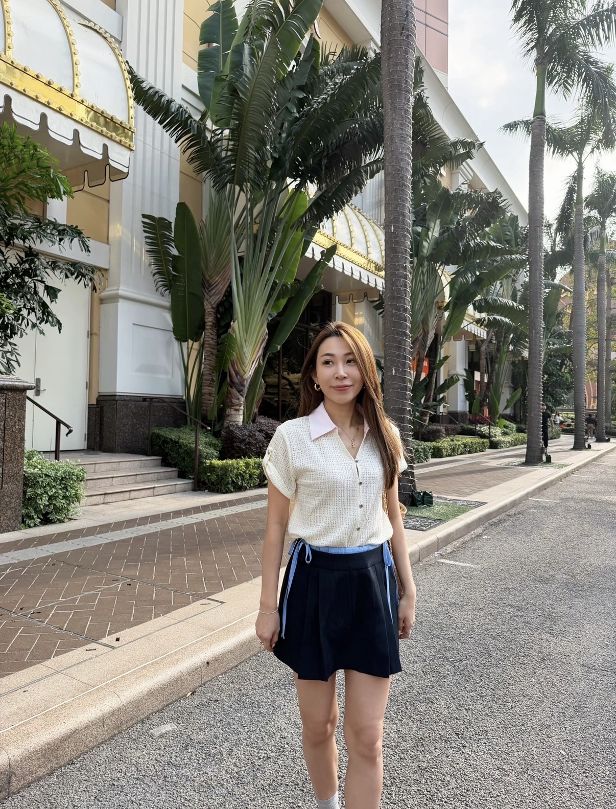 羊毛蕾絲 x 粉紅條紋領上衣 - 預訂