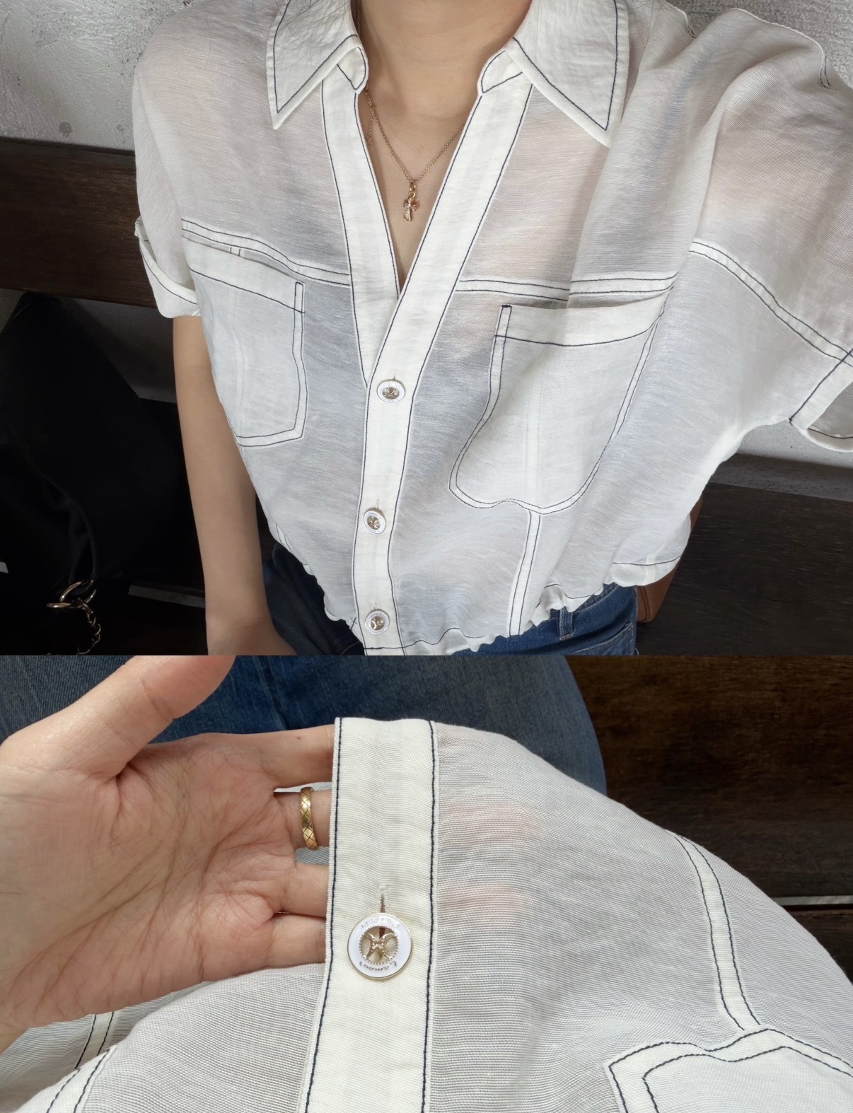 高級透氣 x 明線上衣 -