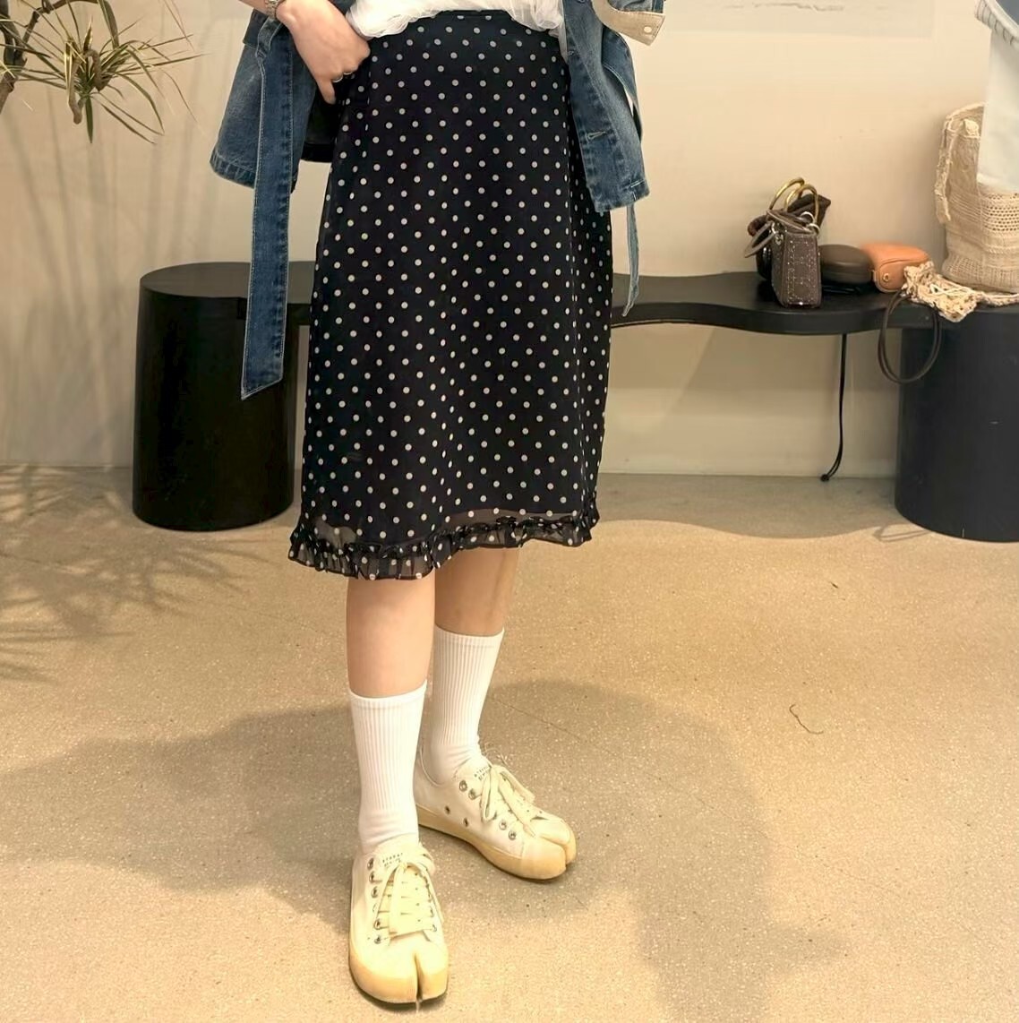 AB6048 法式復古波點半裙